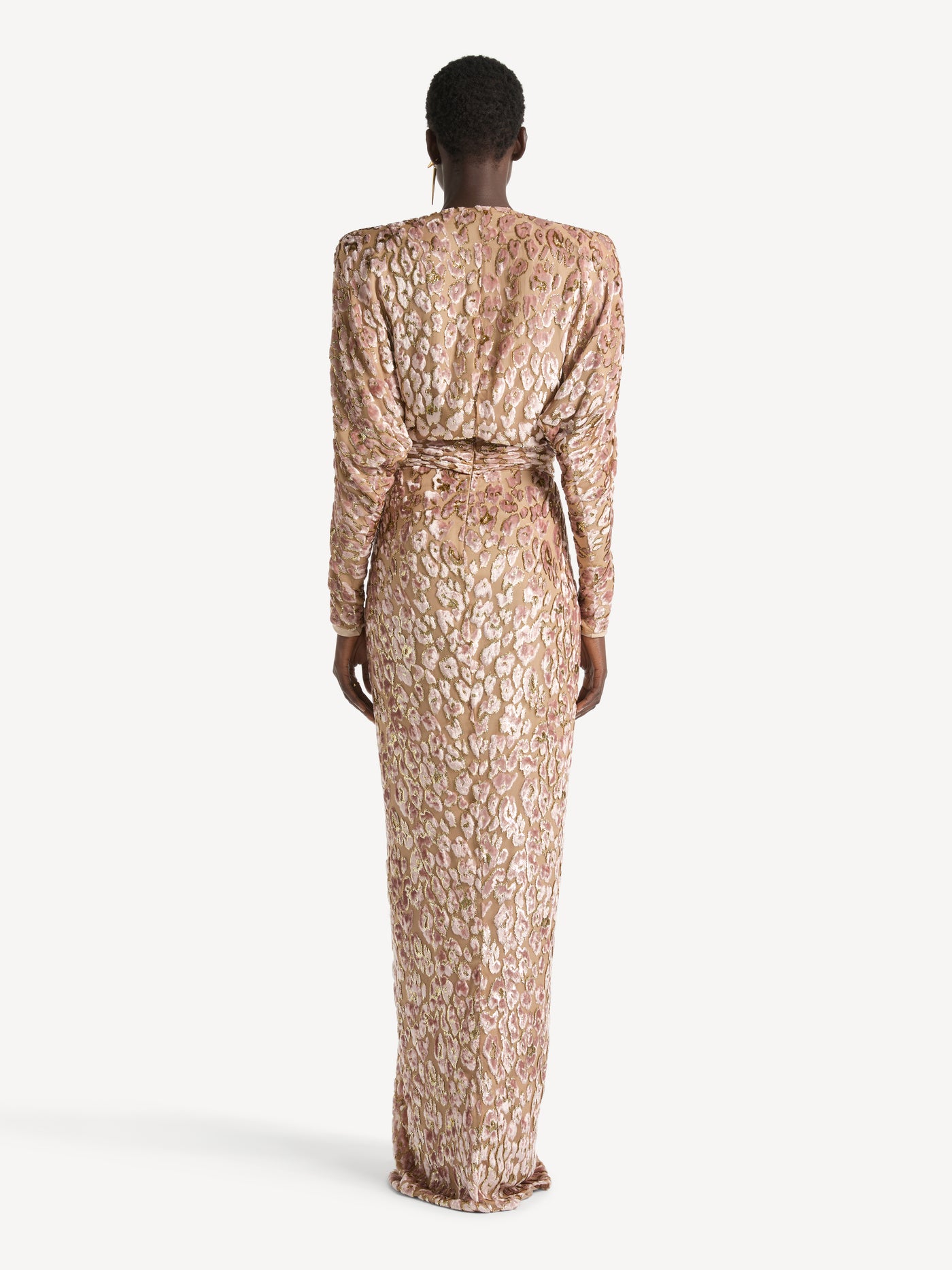 Vestido drapeado de jacquard de terciopelo
