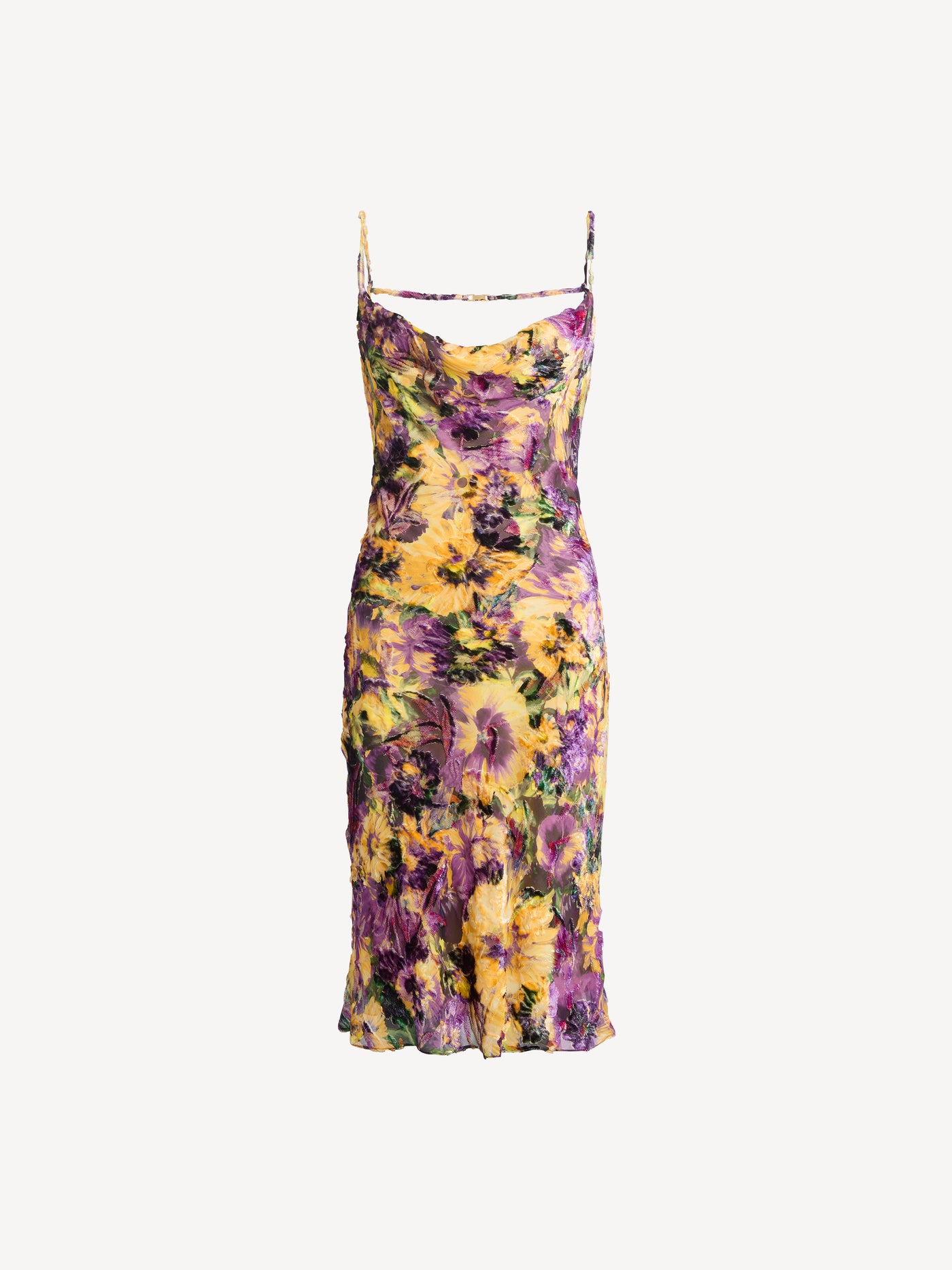 Velvet jacquard dress with spaghetti straps