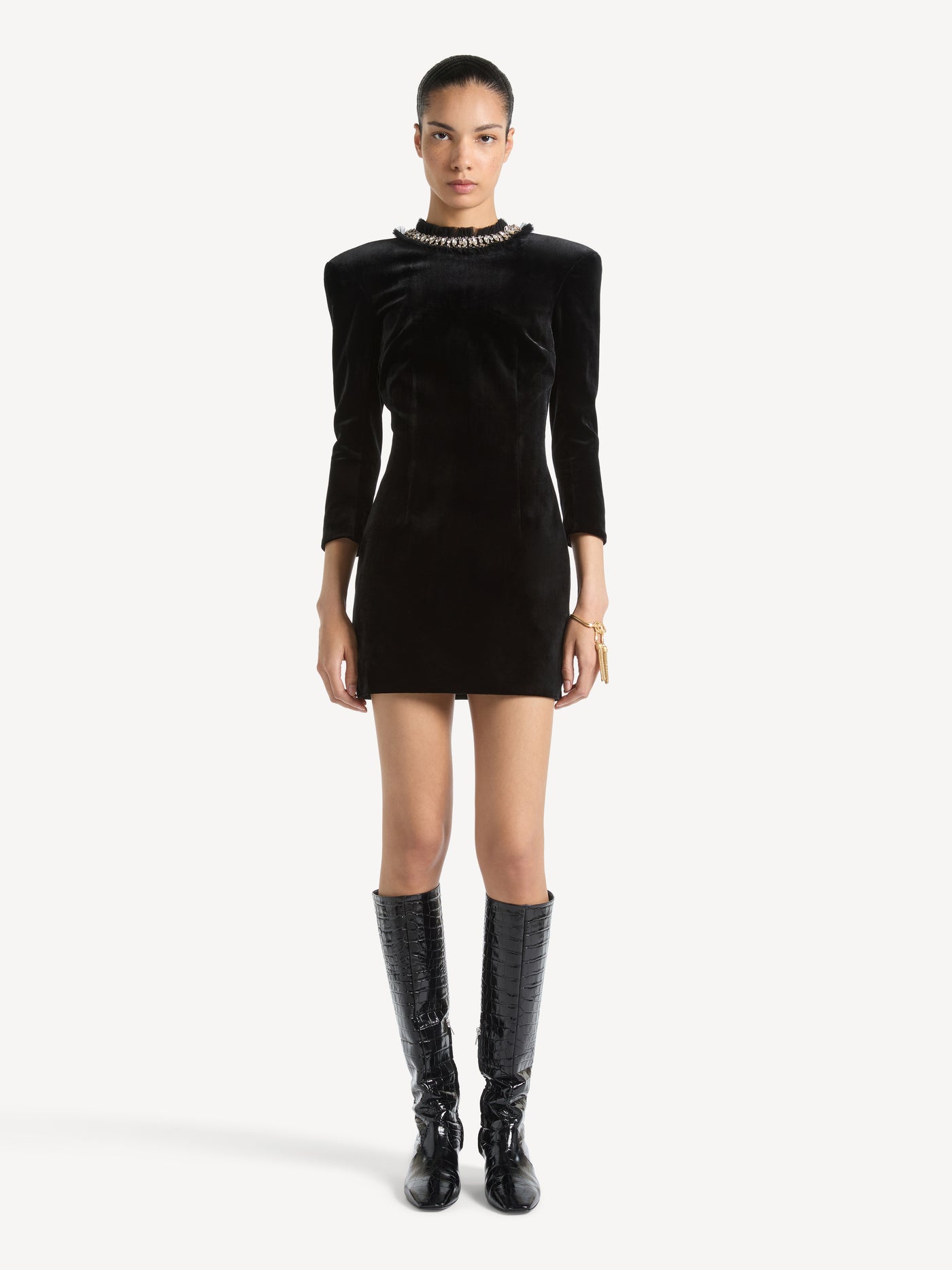 Velvet dress with crystals