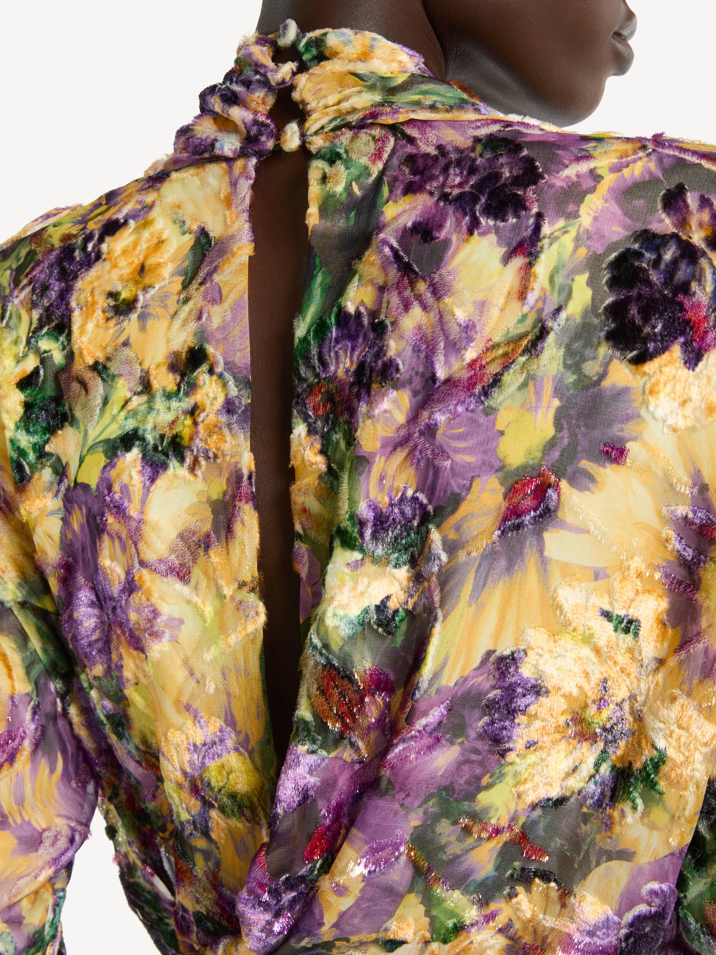 Draped velvet jacquard dress