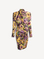 Draped velvet jacquard dress