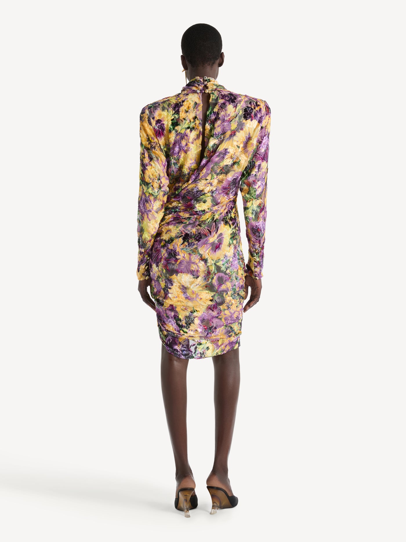 Draped velvet jacquard dress
