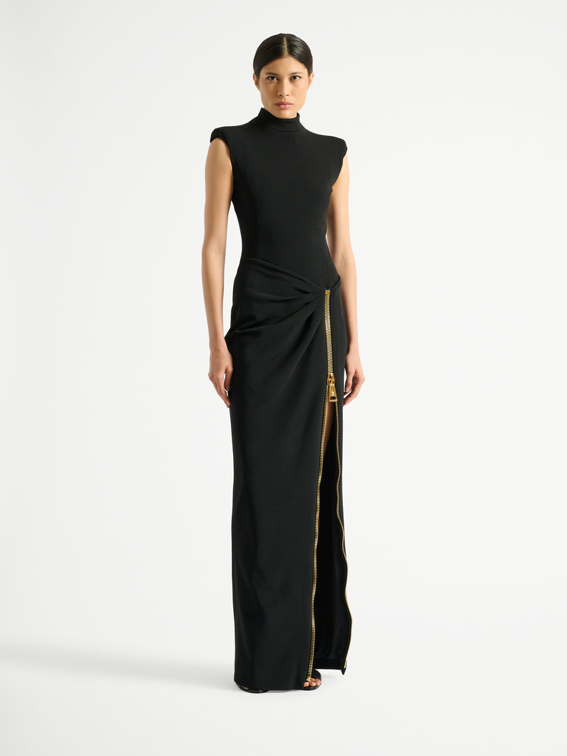 Long jersey dress with leg slit