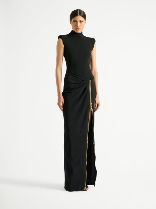 Long jersey dress with leg slit