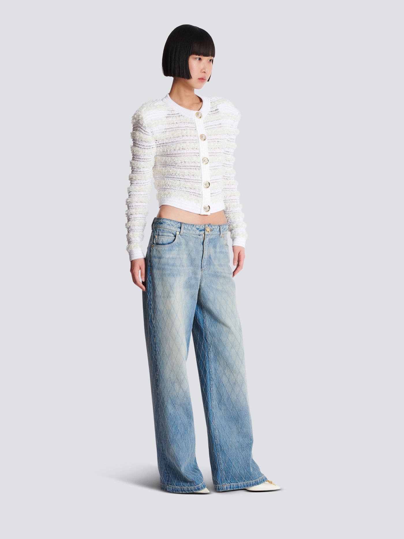 Diamond denim straight-fit jeans