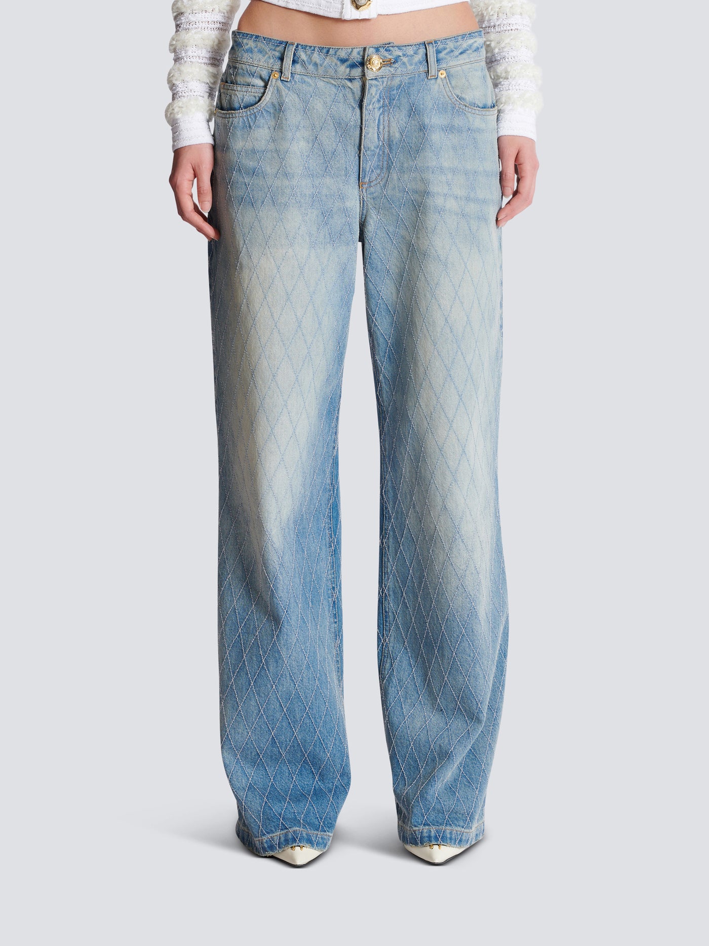Diamond denim straight-fit jeans