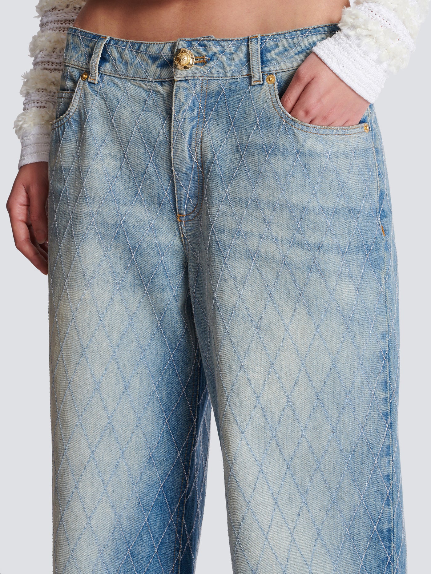 Diamond denim straight-fit jeans