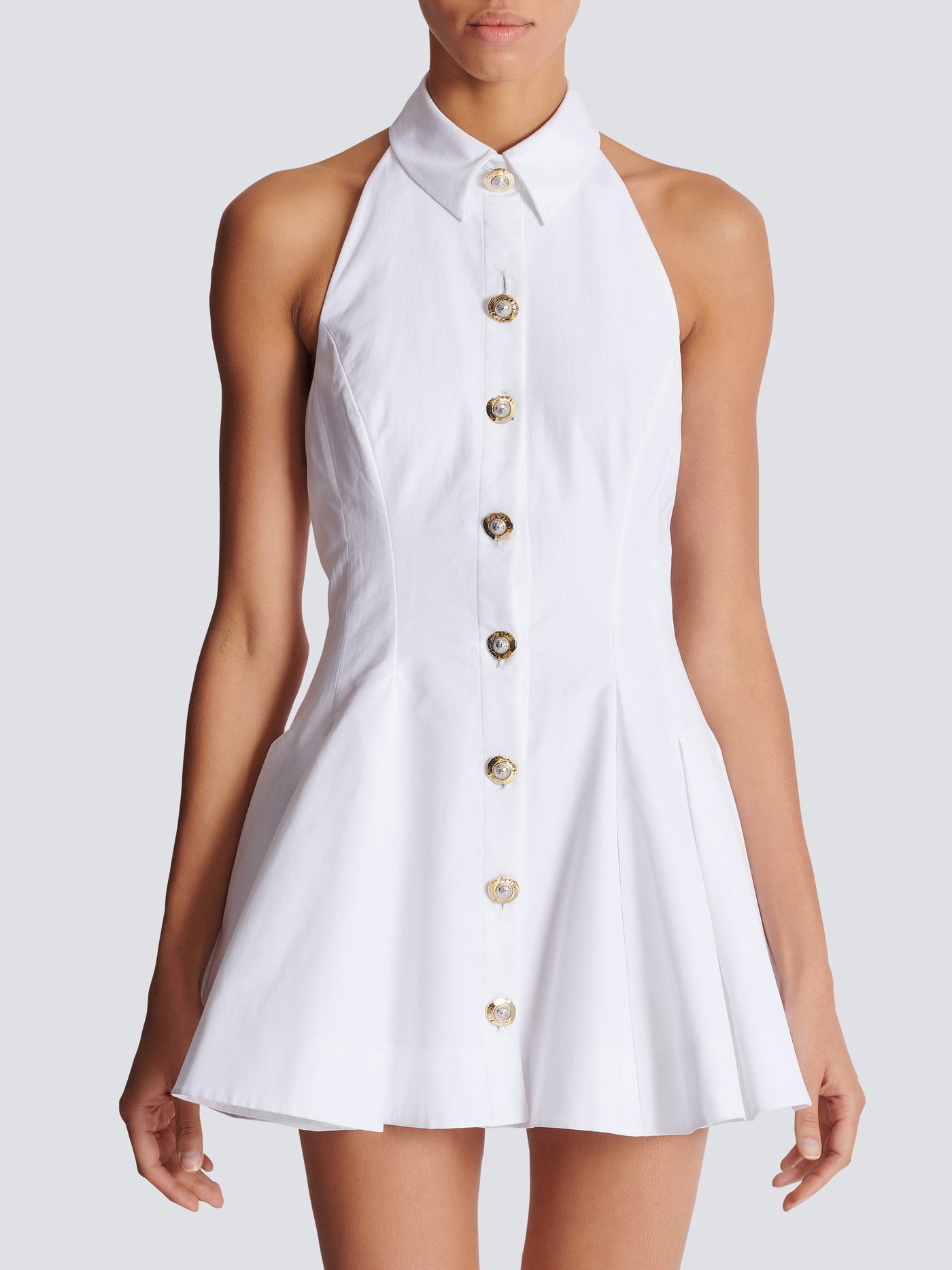 A-line backless poplin dress