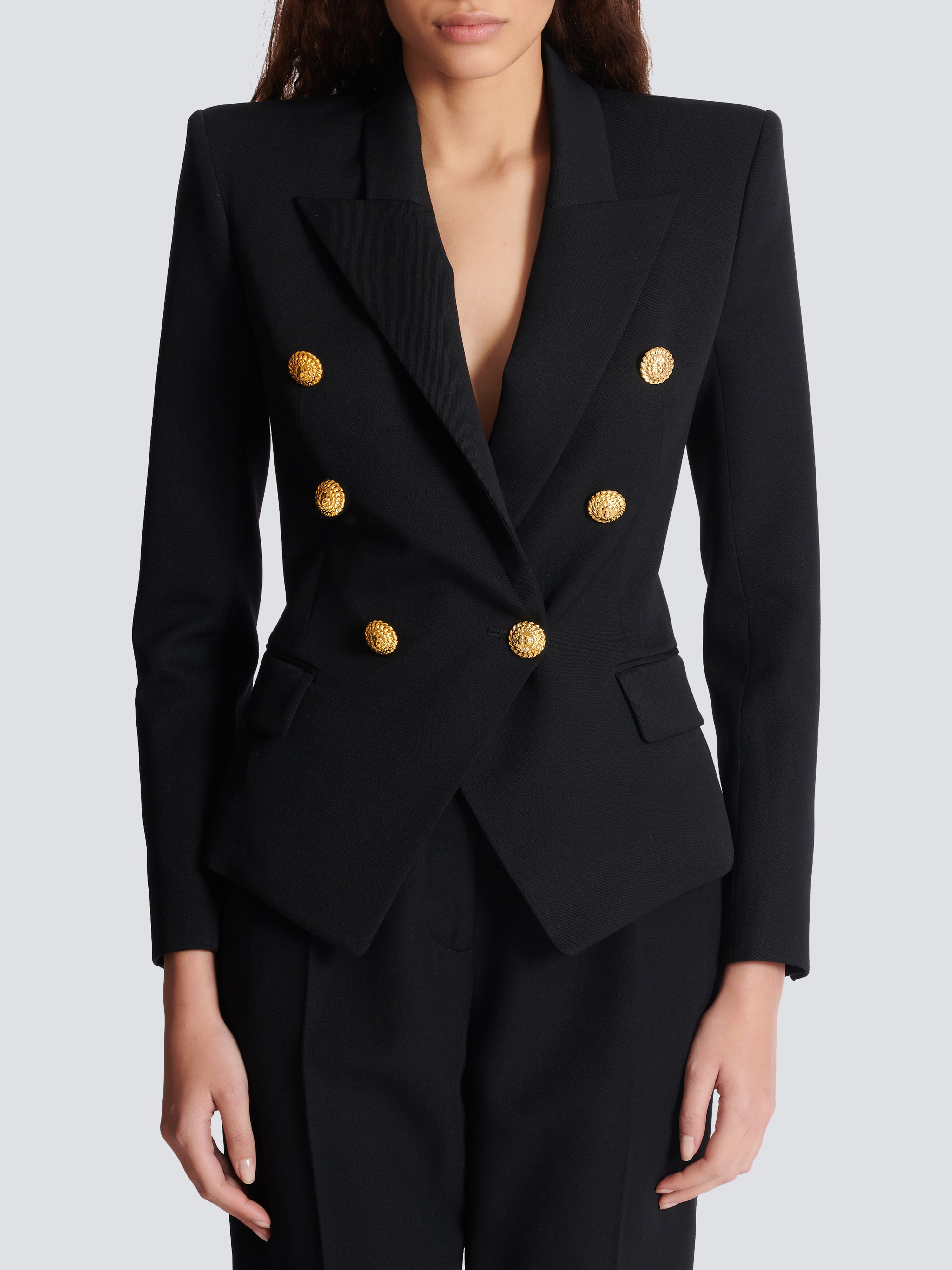 Grain de poudre 6-buttons fitted jacket Black - Women I Balmain