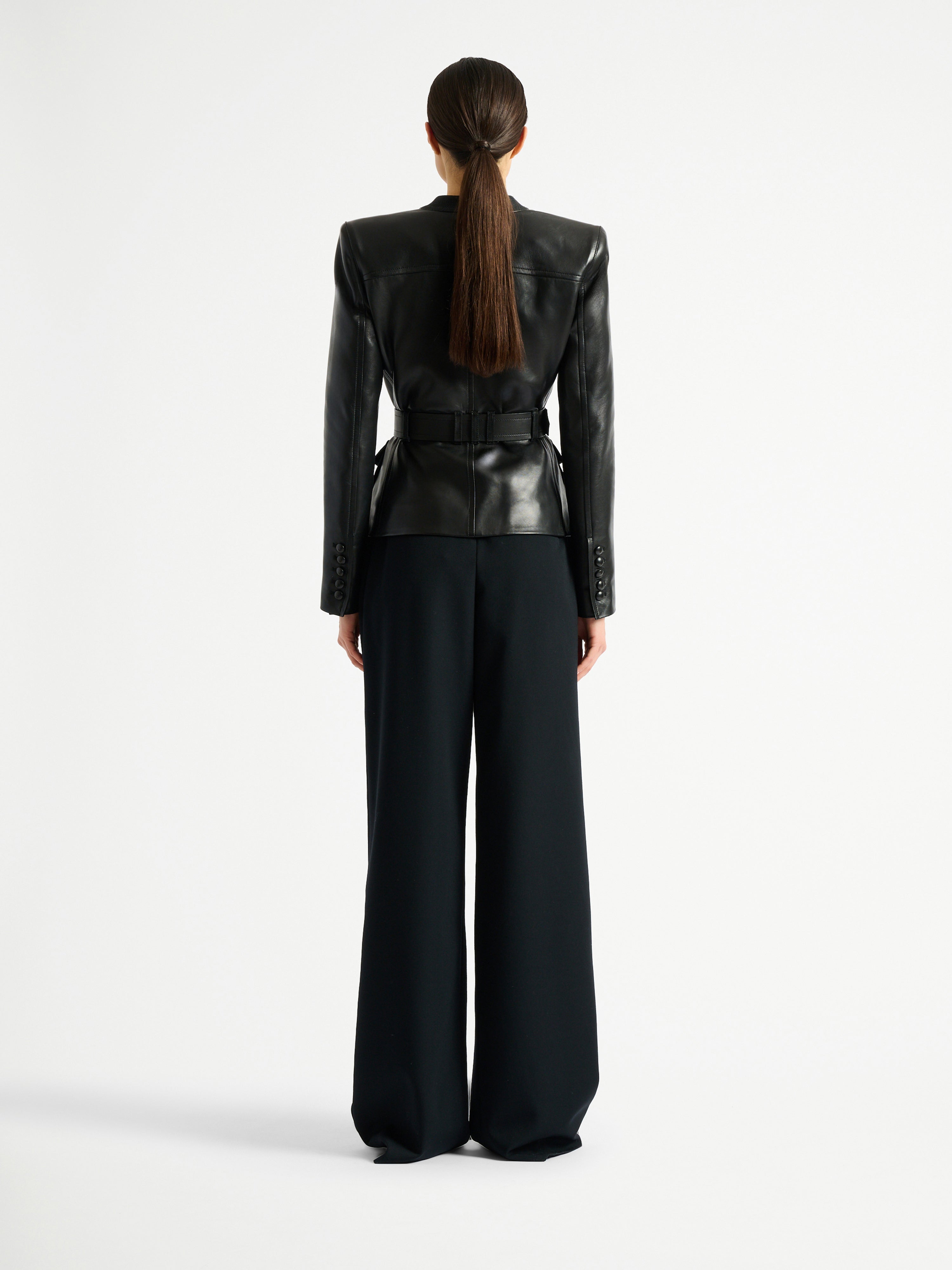 1-button belted leather jacket Black - Women I Balmain
