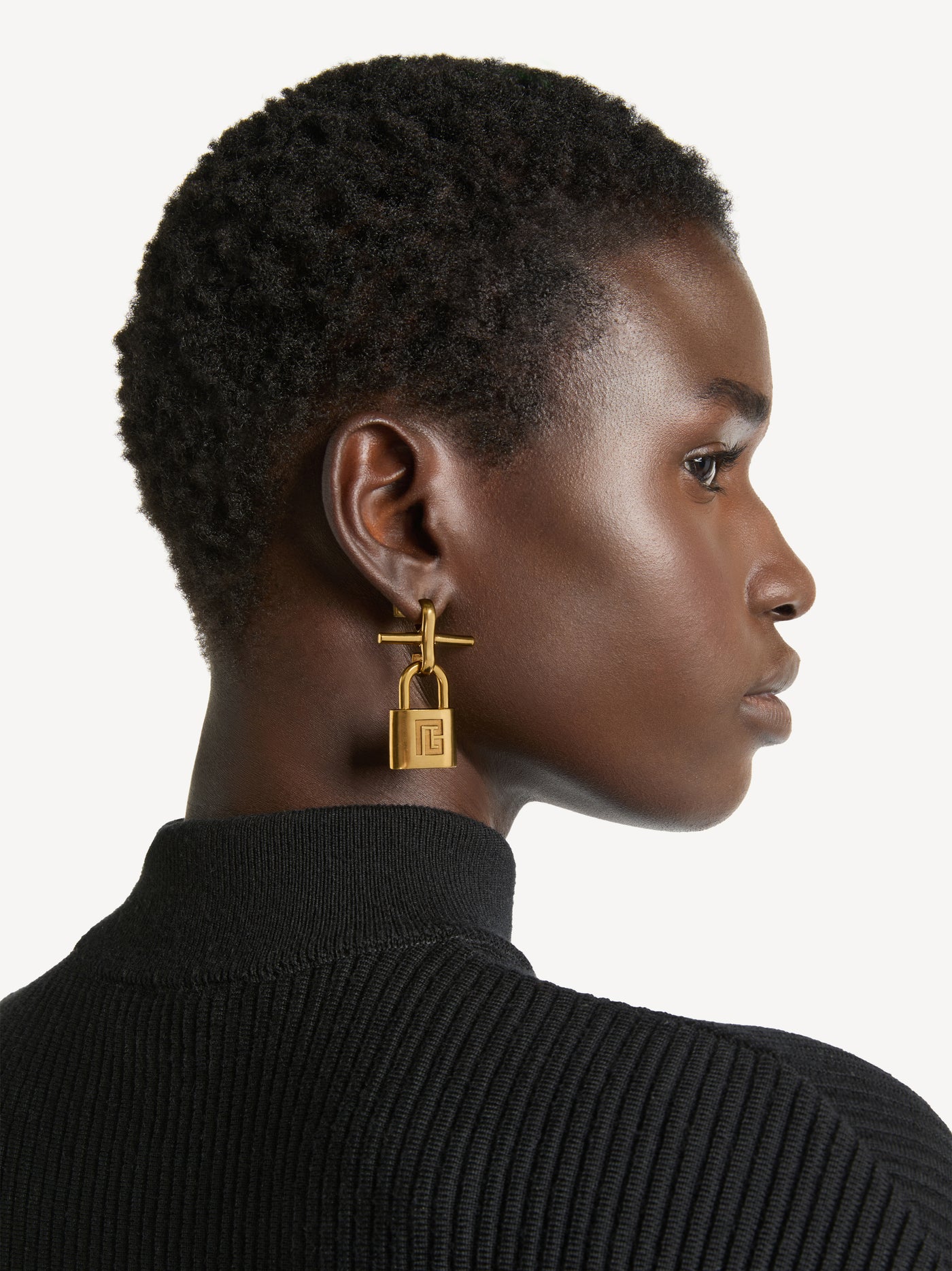Brass Pulse padlock earrings