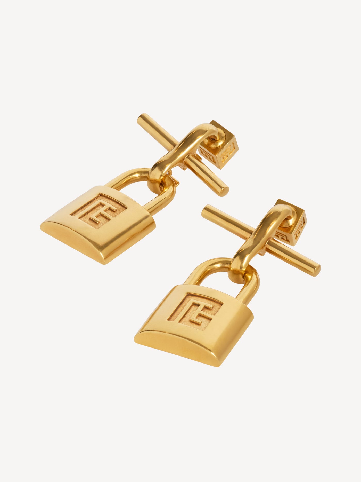 Brass Pulse padlock earrings