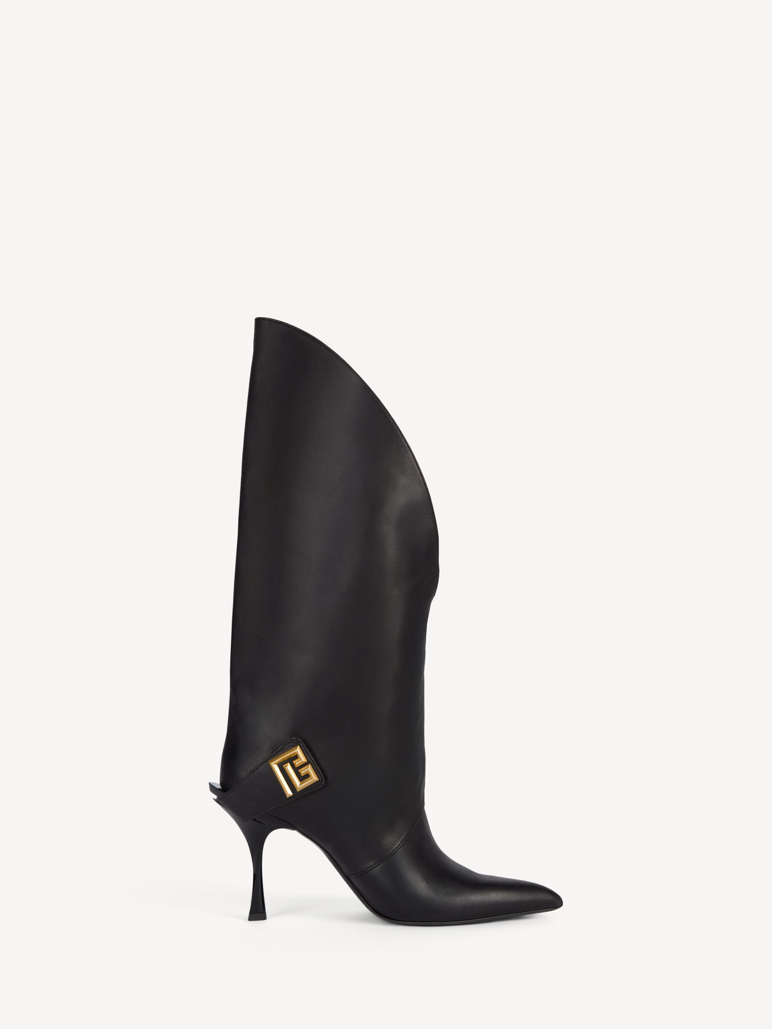 Twist heeled leather boots Black - Women I Balmain
