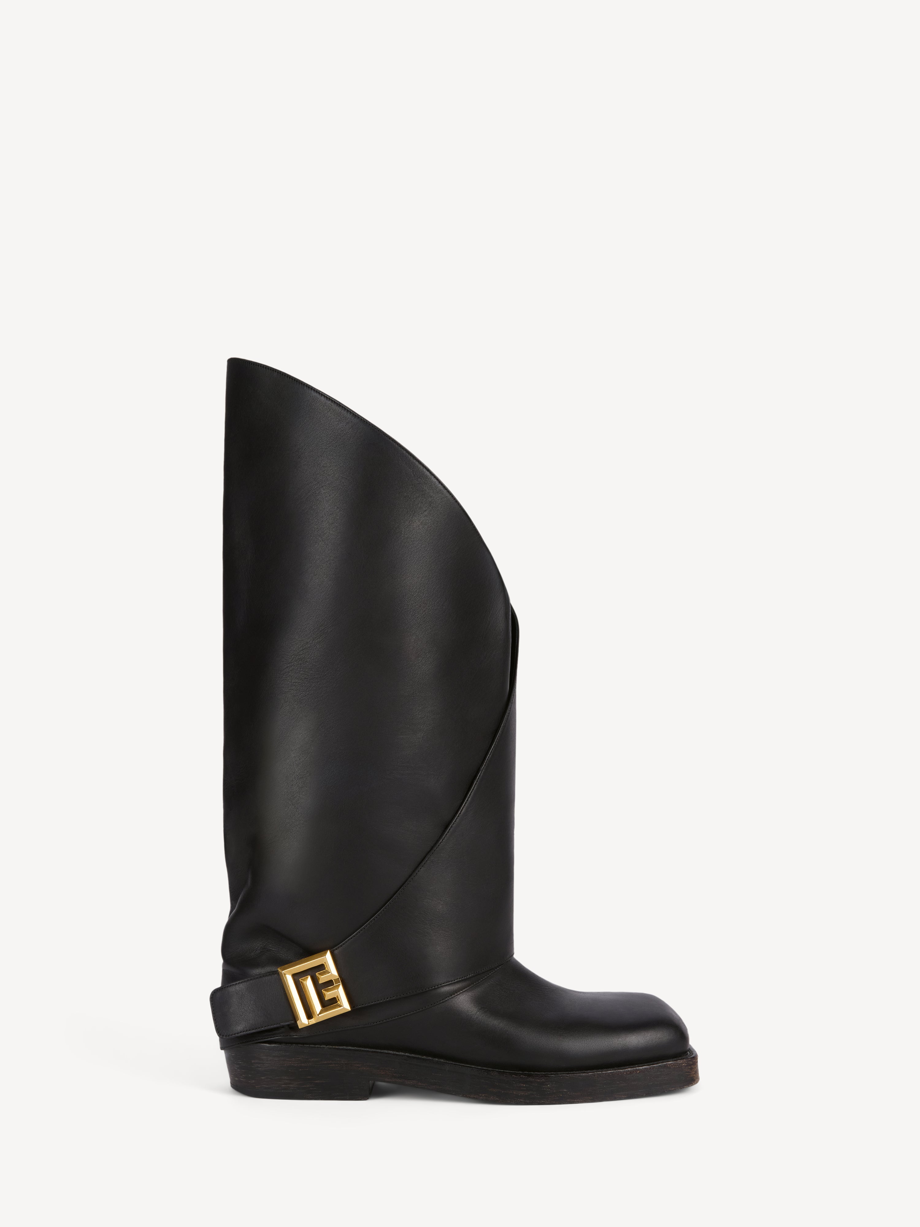Twist flat leather boots Black - Women I Balmain