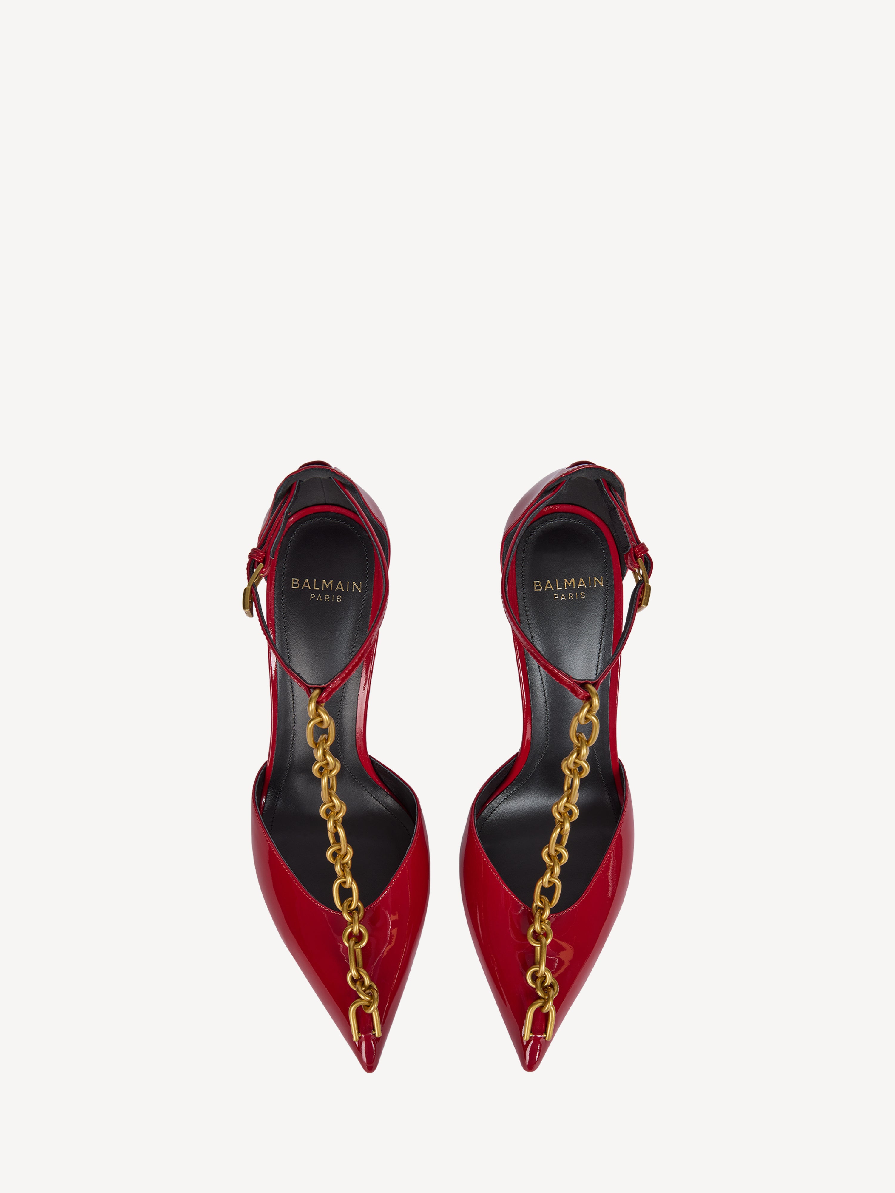Sync chain pumps in patent leather red - Women | BALMAIN