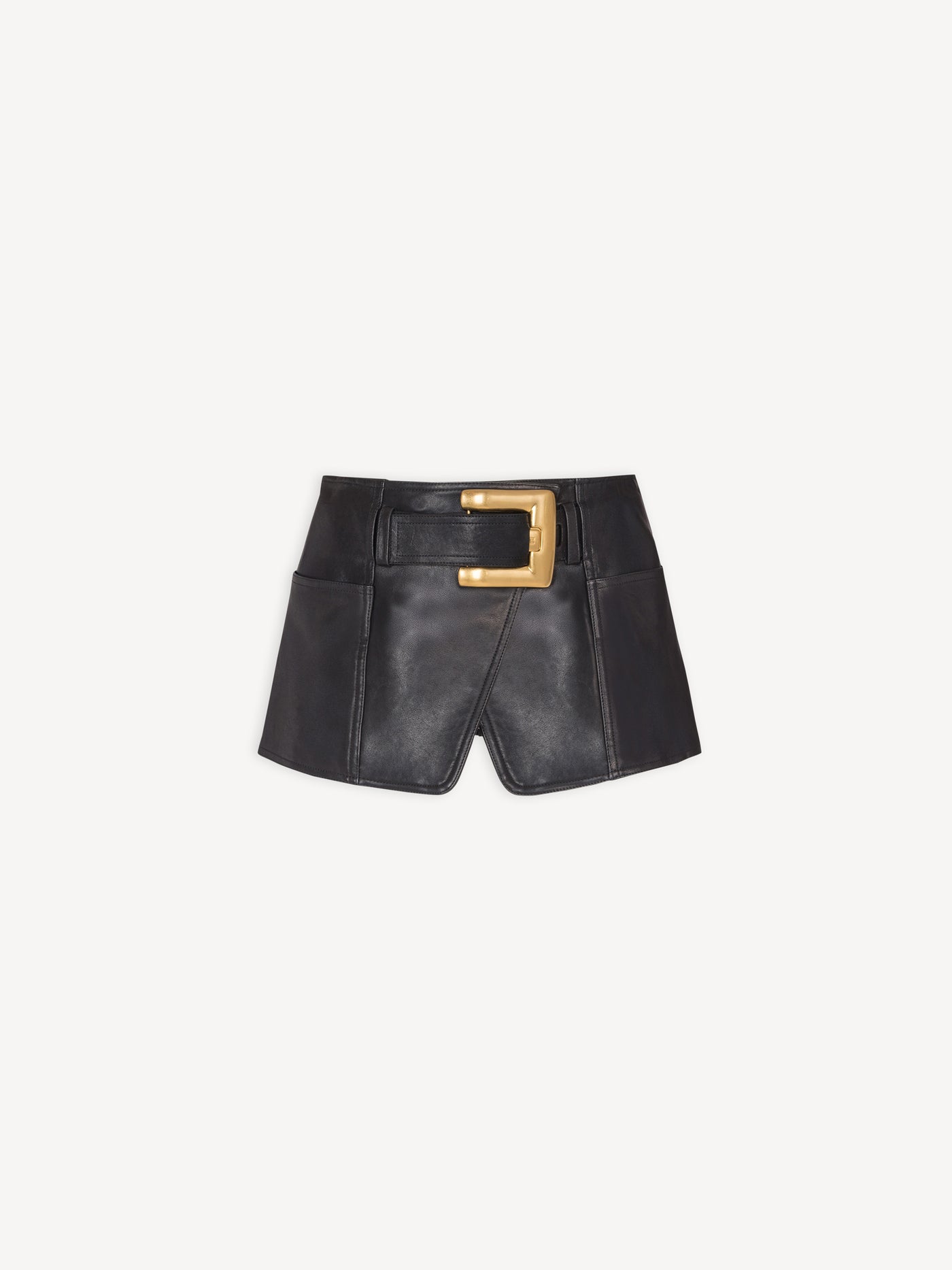 Belted Leather Mini Skirt