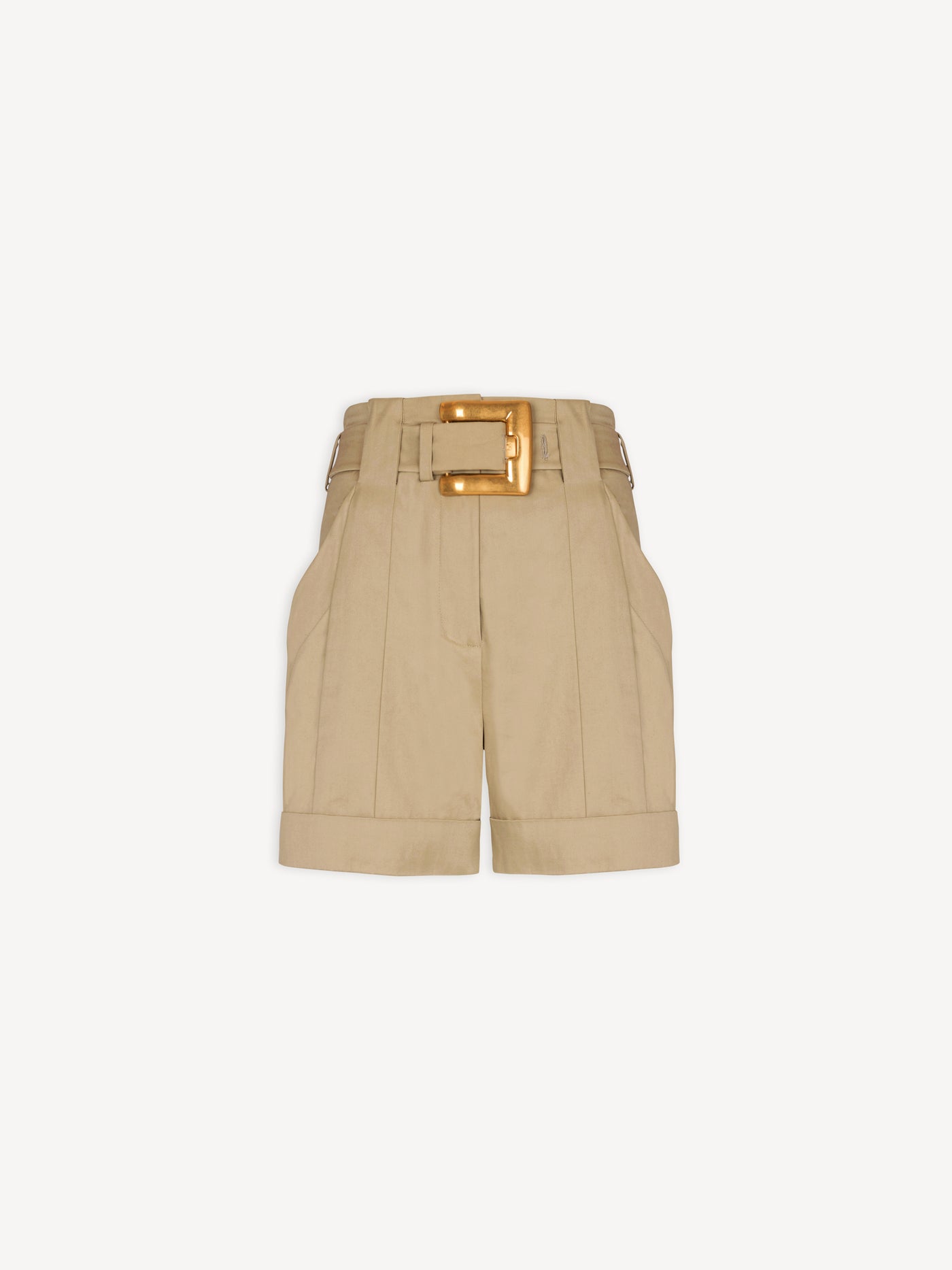Cotton gabardine shorts with belt