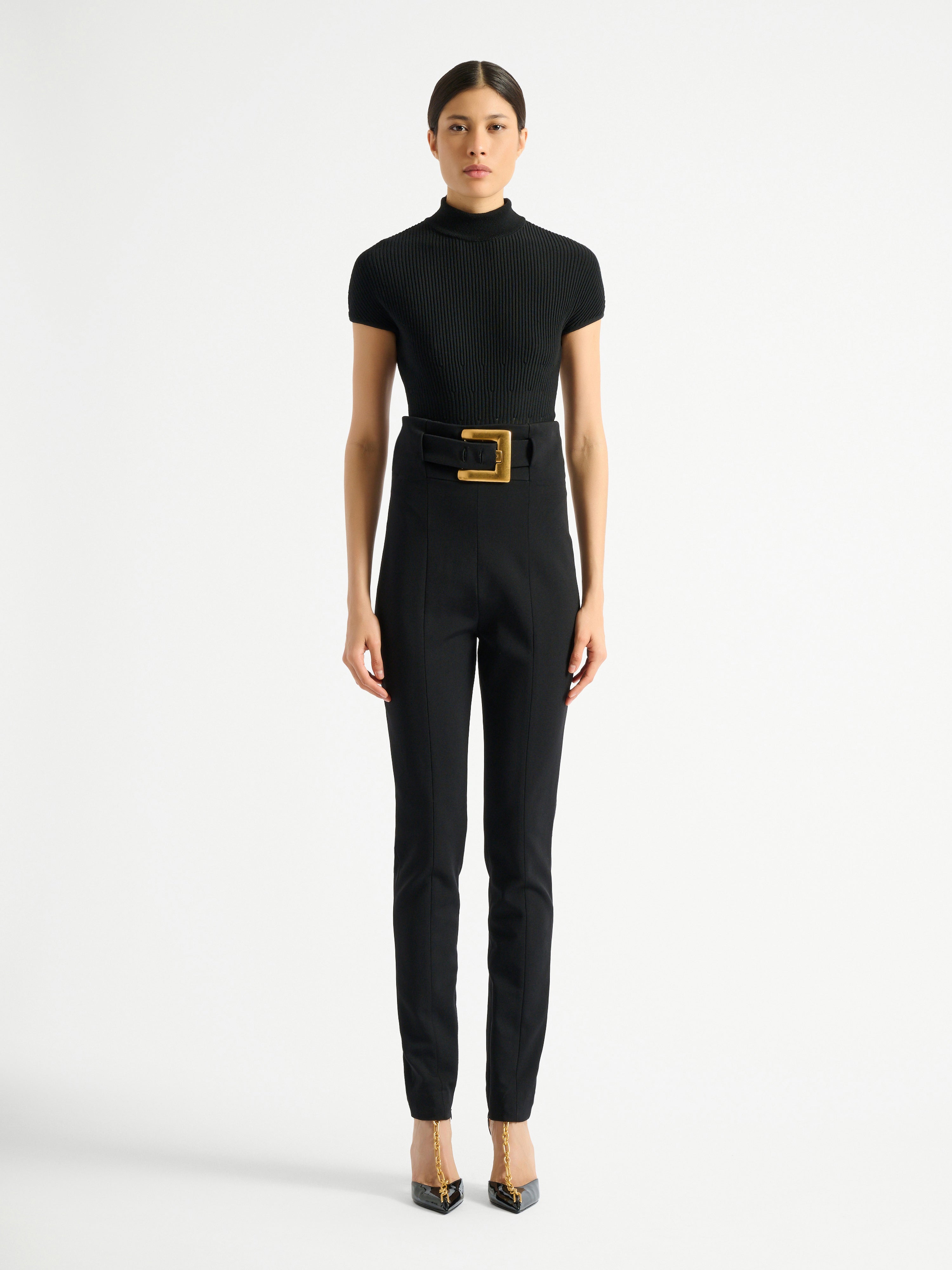 Stretch trousers with belt Black - Women I Balmain