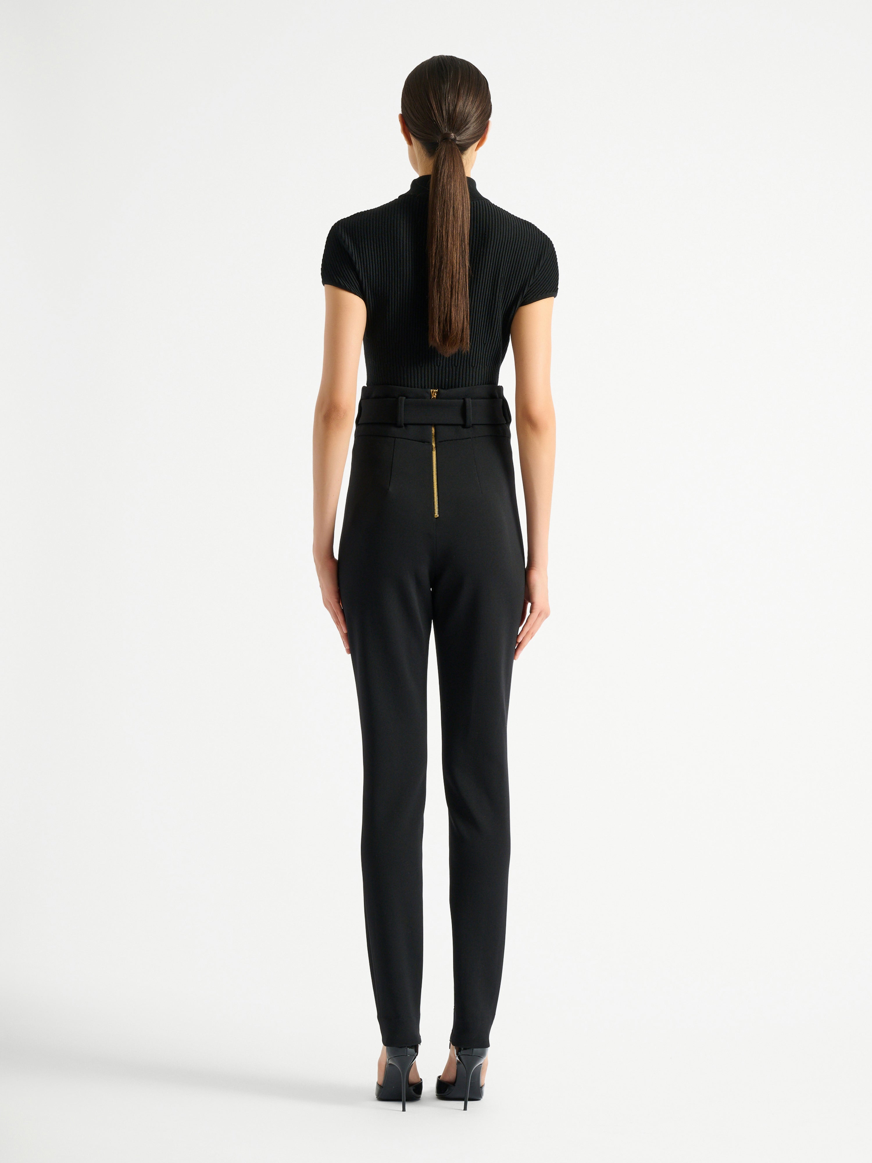 Stretch trousers with belt Black - Women I Balmain