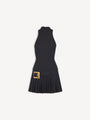 Flared grain de poudre dress with belt detail