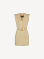 Short belted gabardine dress