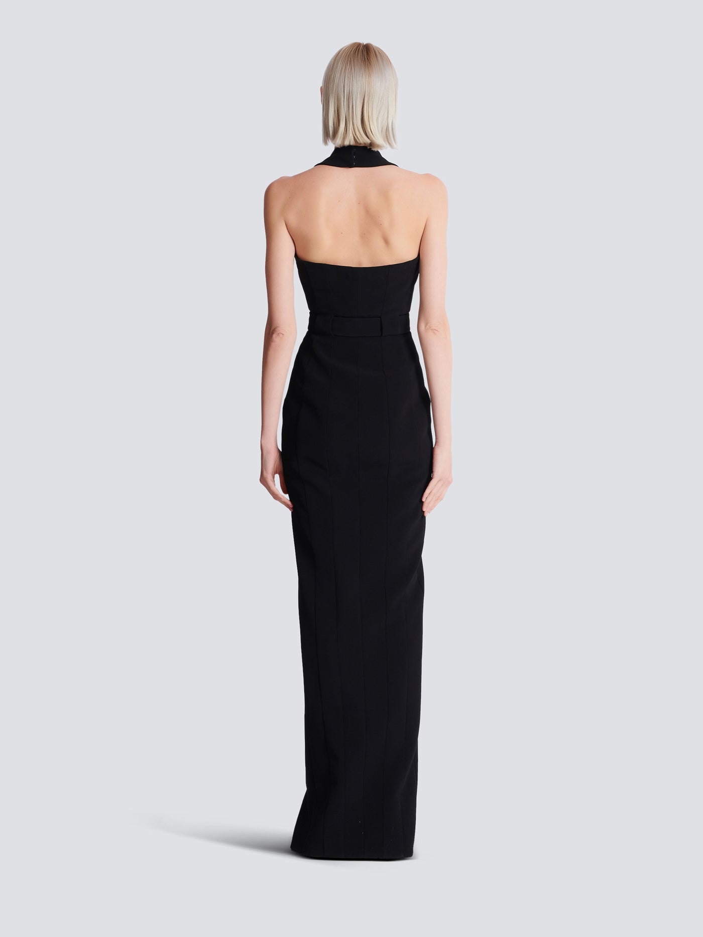 Long crepe dress with belt