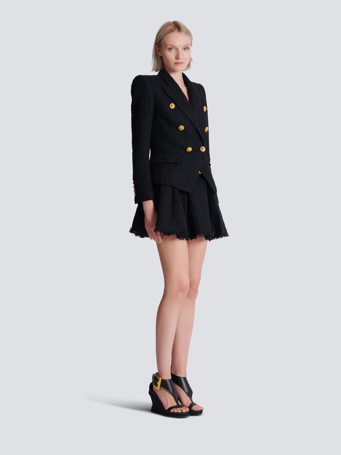 6-buttons tweed jacket