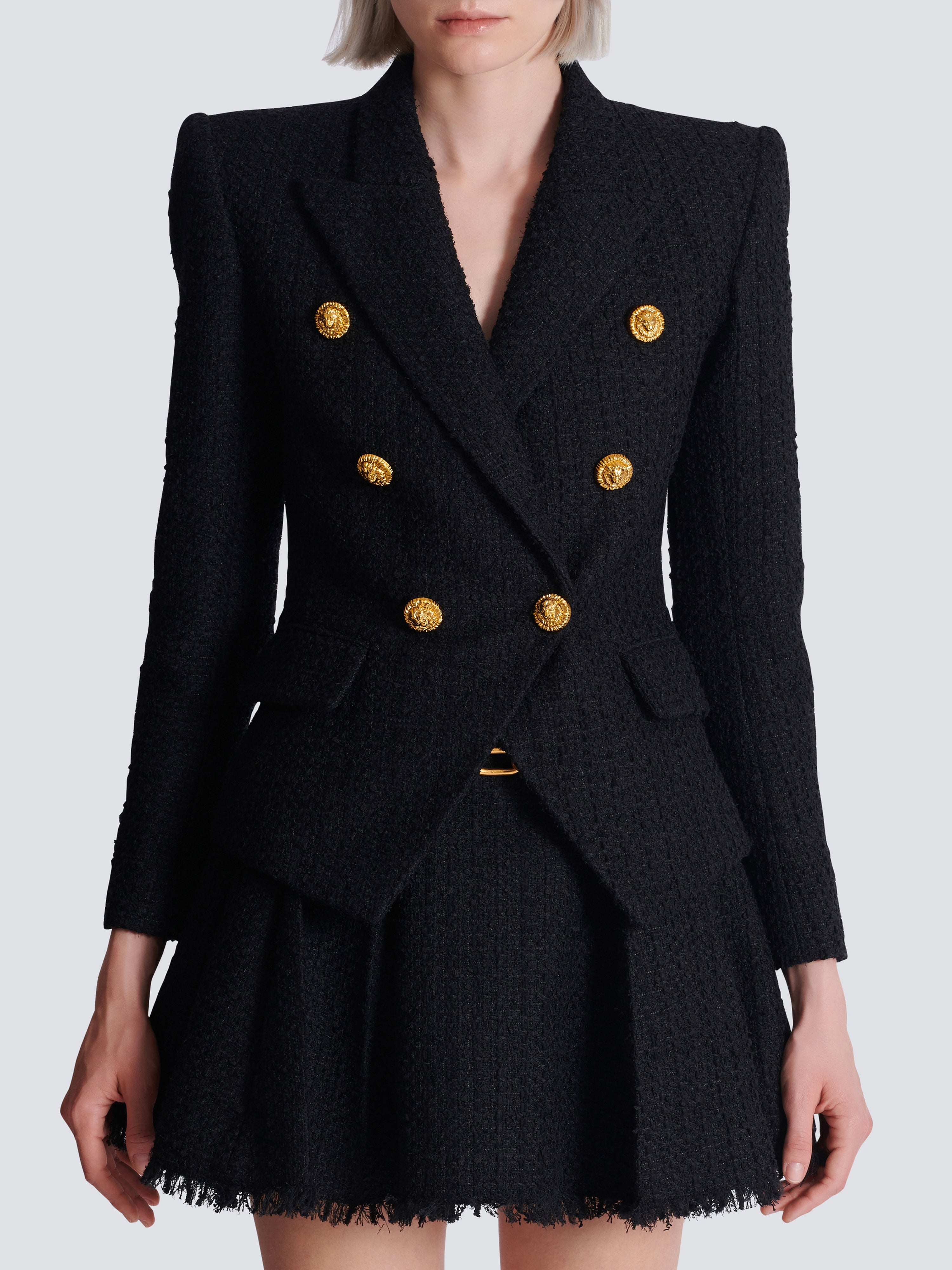 6-buttons tweed jacket Black - Women I Balmain