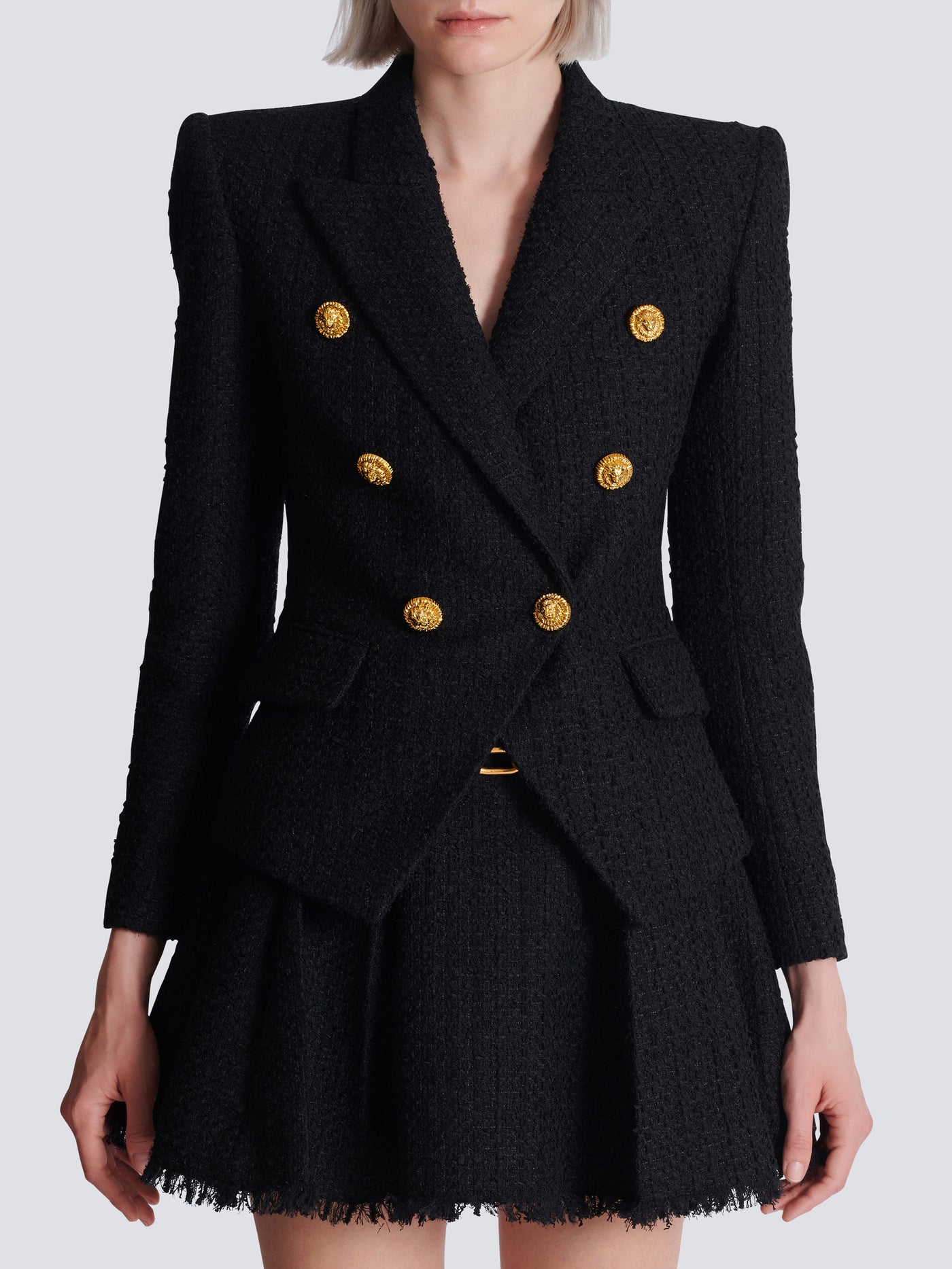 6-buttons tweed jacket