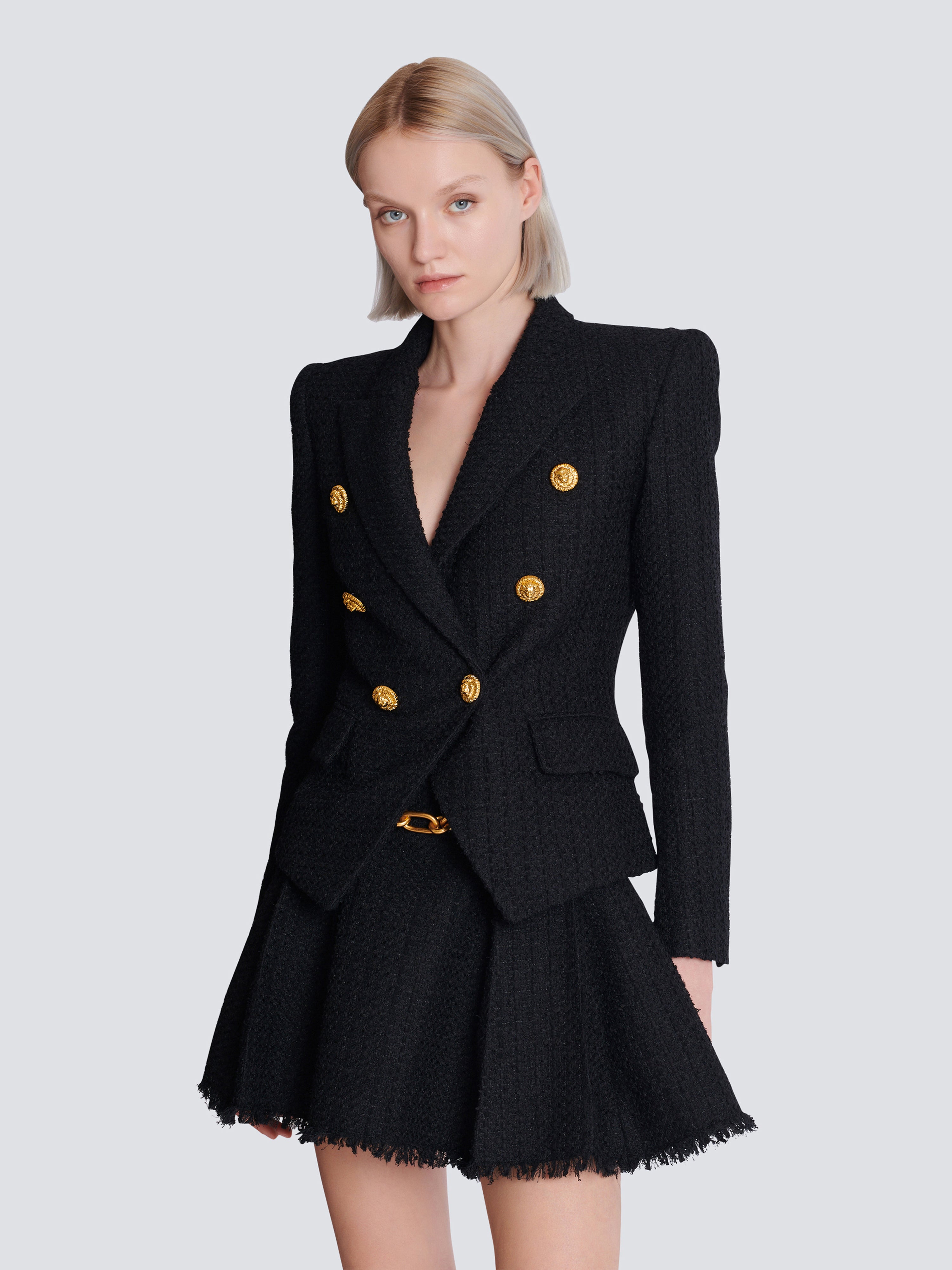 6-buttons tweed jacket Black - Women I Balmain