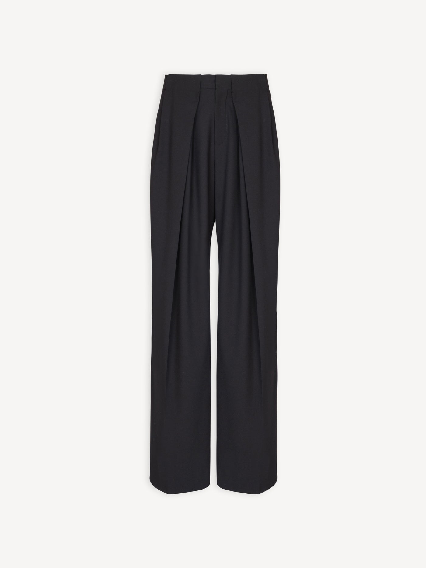 Wool twill trousers with wide knife pleats
