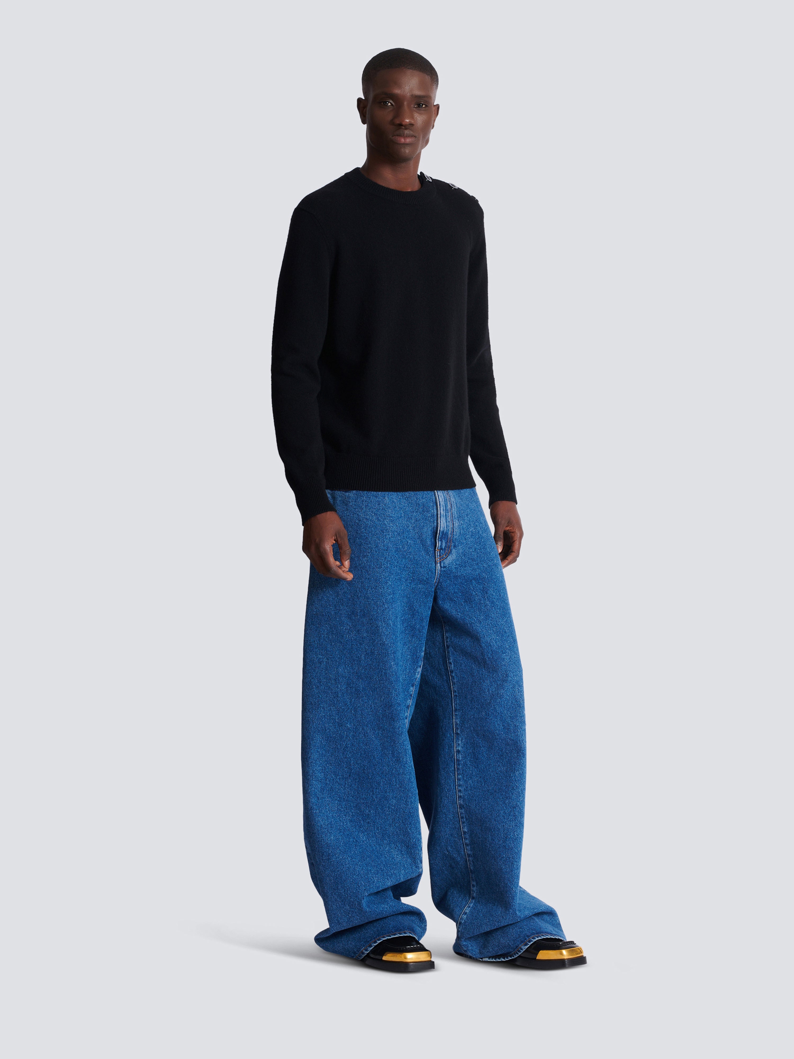 Fine eco-cashmere jumper Black - Men I Balmain