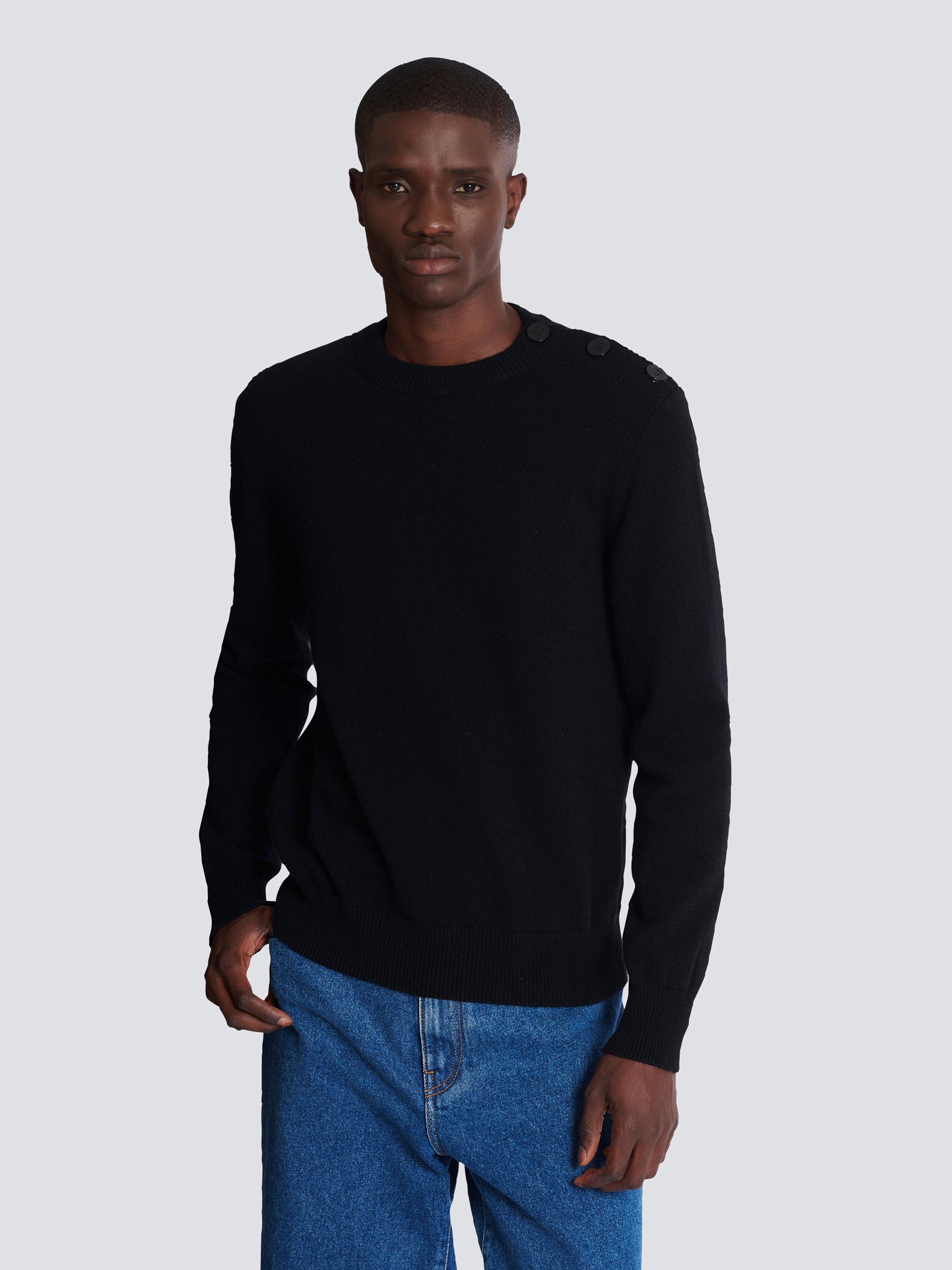 Fine eco-cashmere jumper Black - Men I Balmain