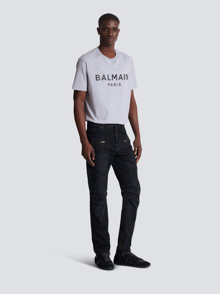 Biker jeans in black vintage denim Black - Men I Balmain