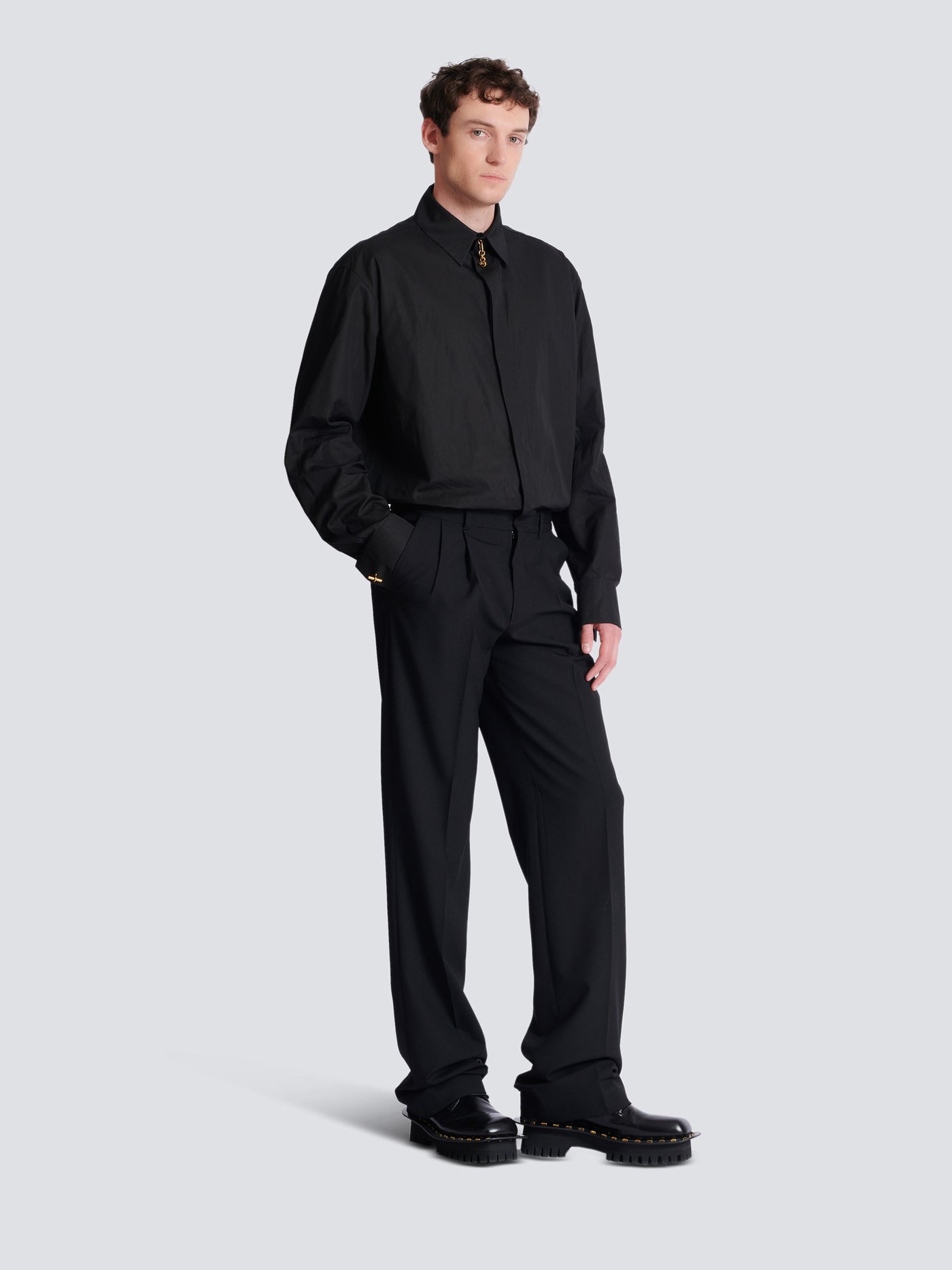 Wool straight-leg trousers