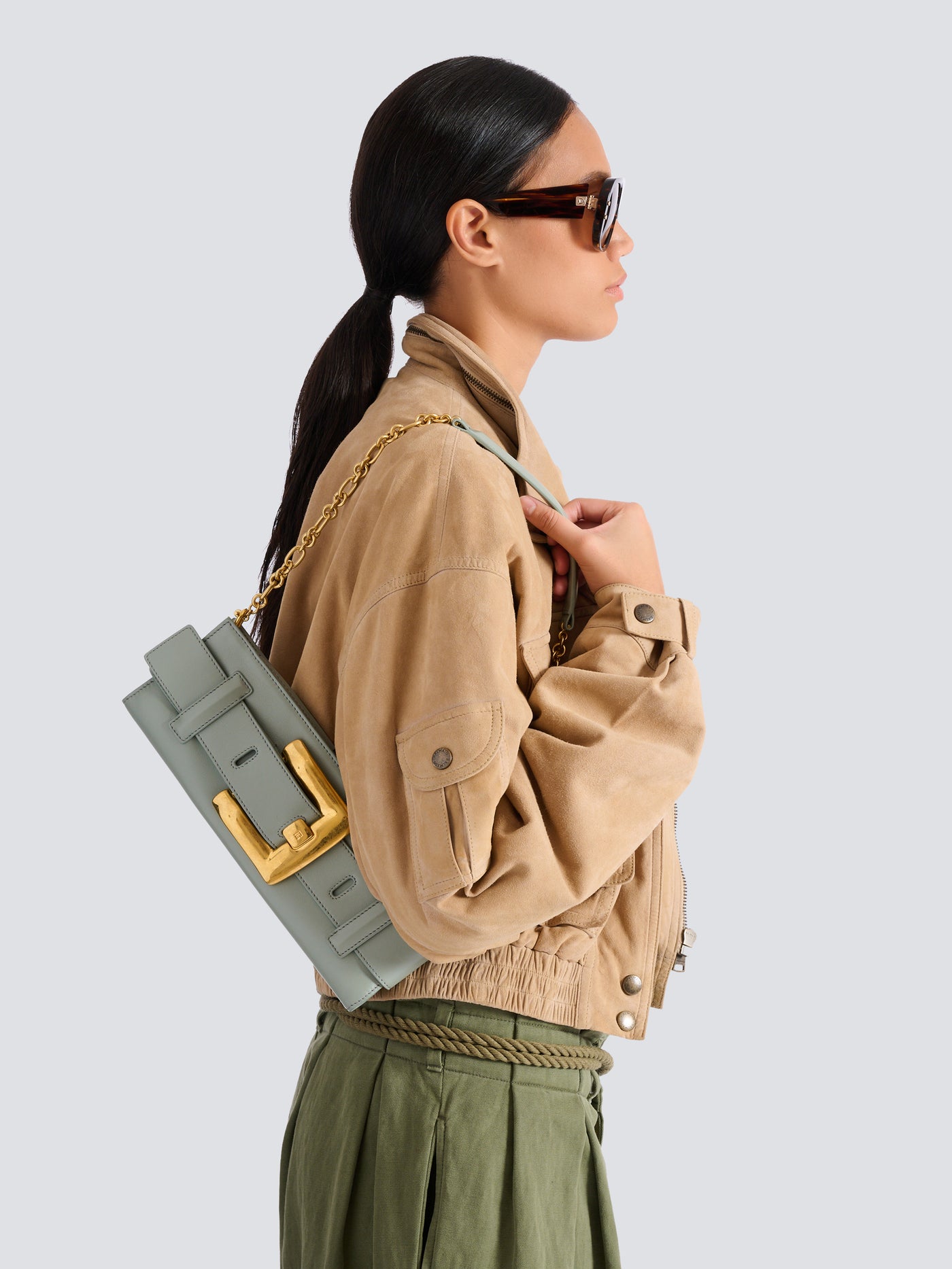 Anthem calfskin leather clutch
