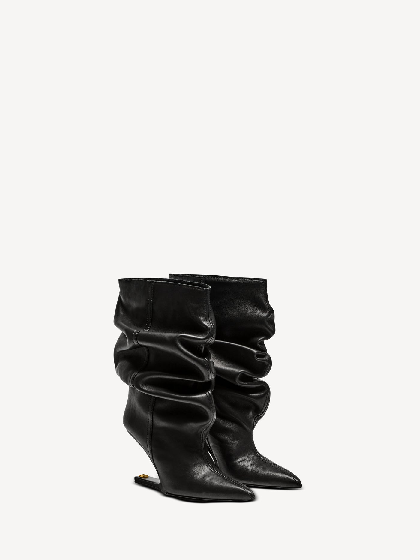 No Wedge smooth leather ankle boots