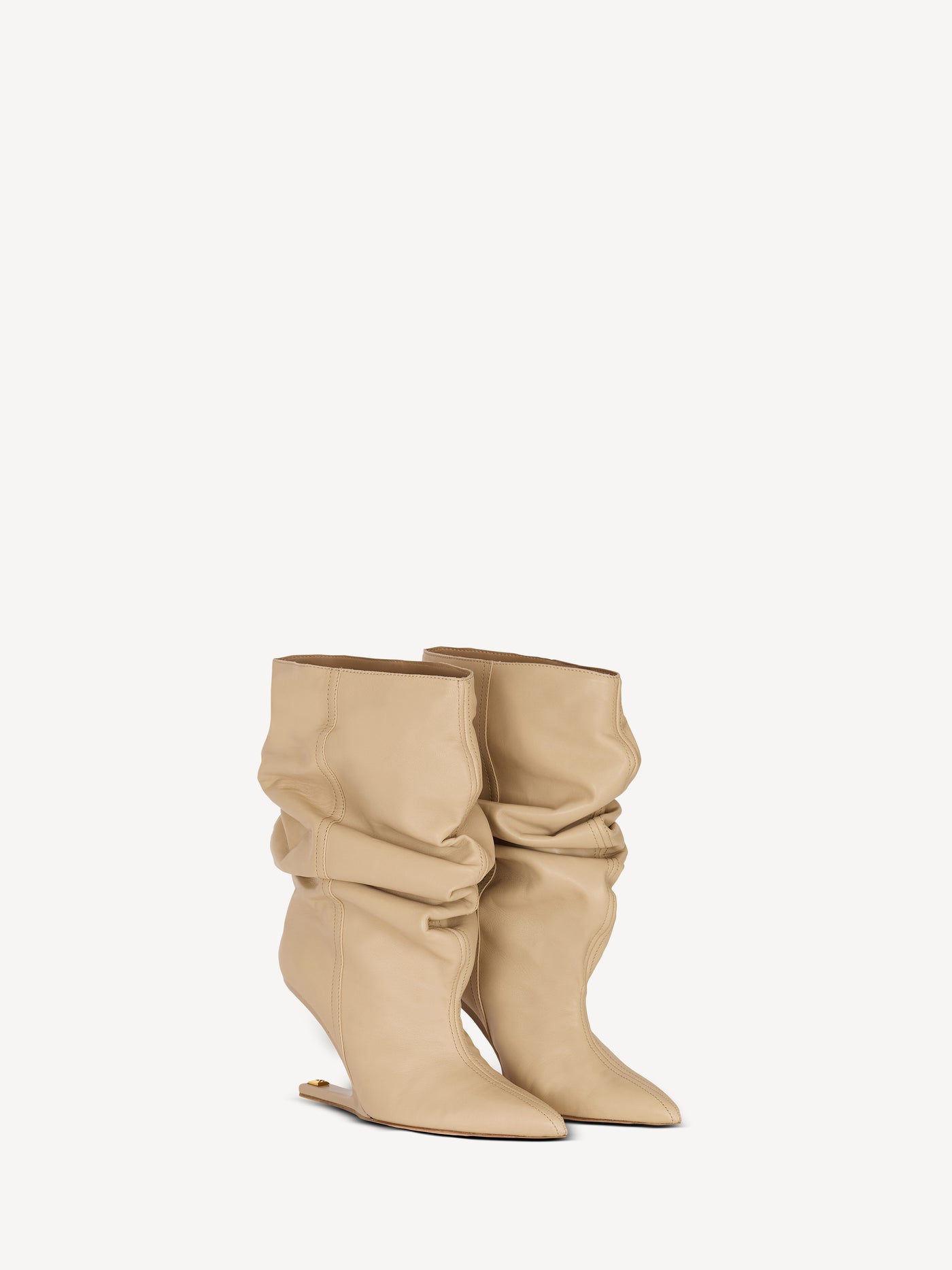 No Wedge smooth leather ankle boots