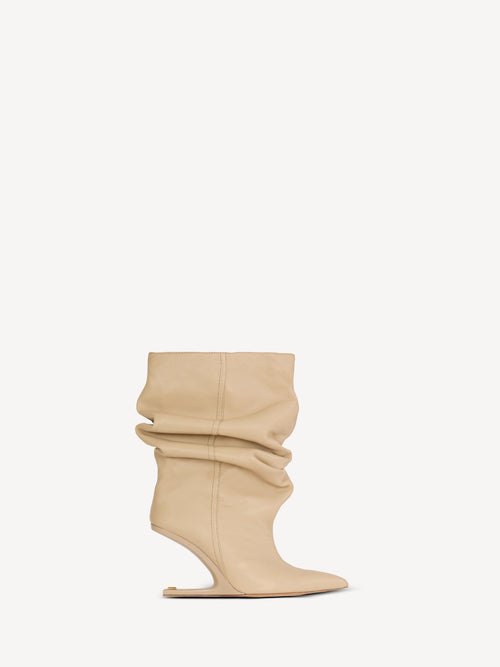 No Wedge smooth leather ankle boots