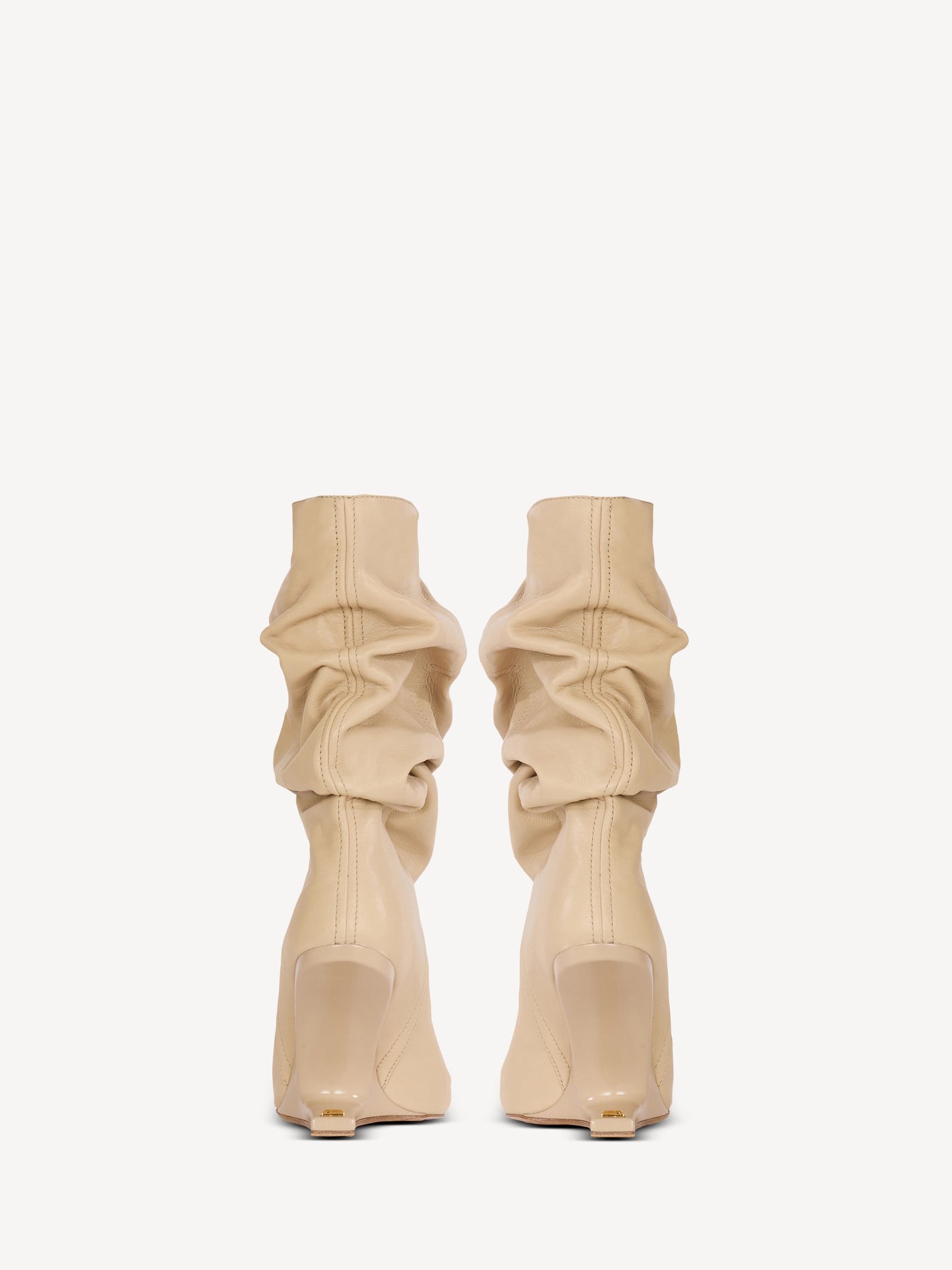 No Wedge smooth leather ankle boots