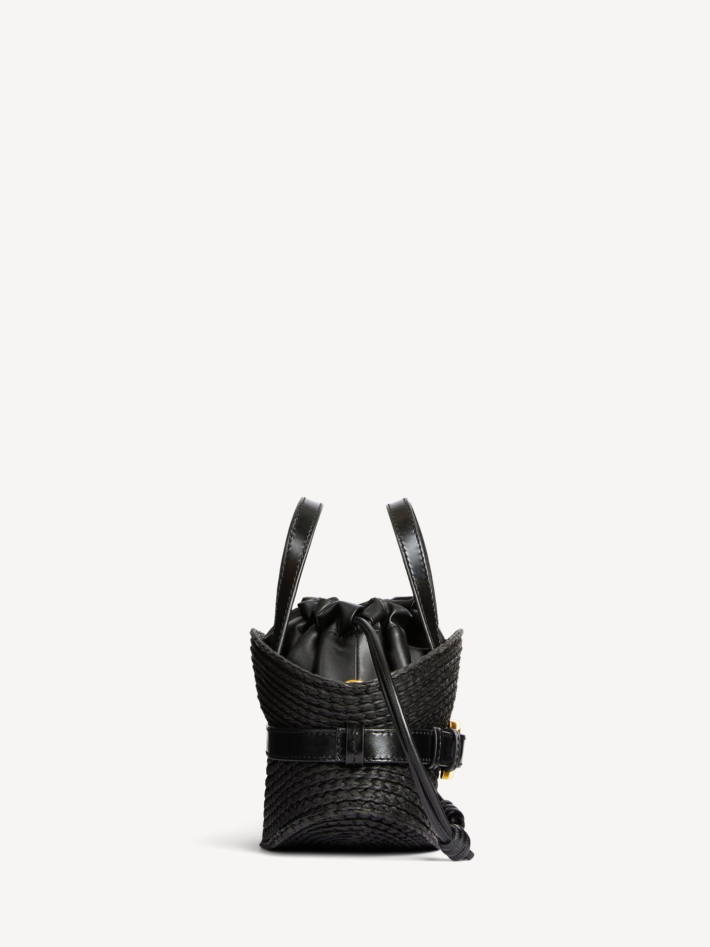 Shuffle Mini bag in calfskin and raffia