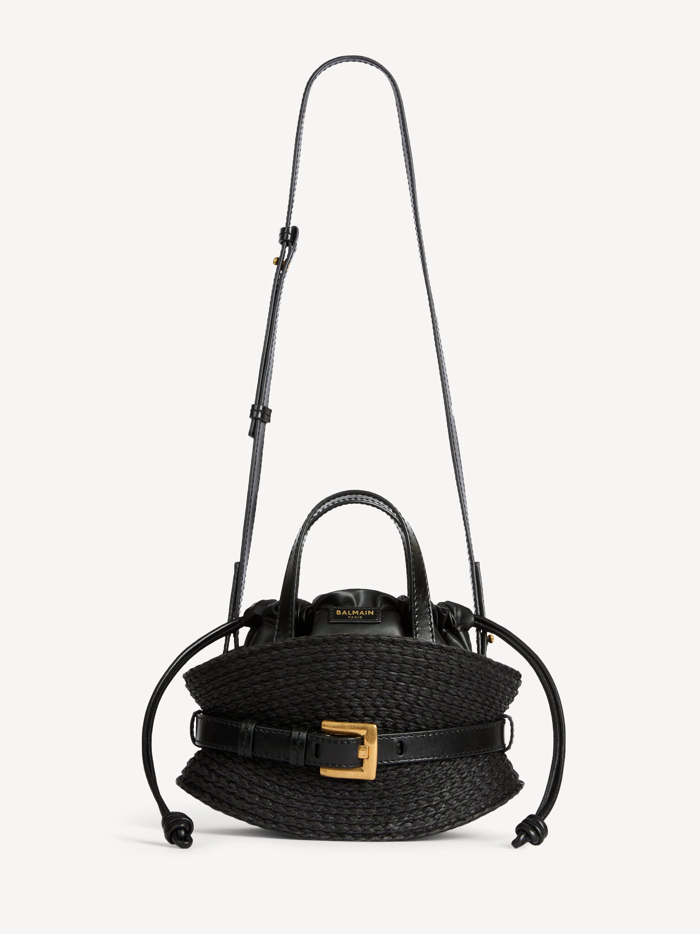 Shuffle Mini bag in calfskin and raffia