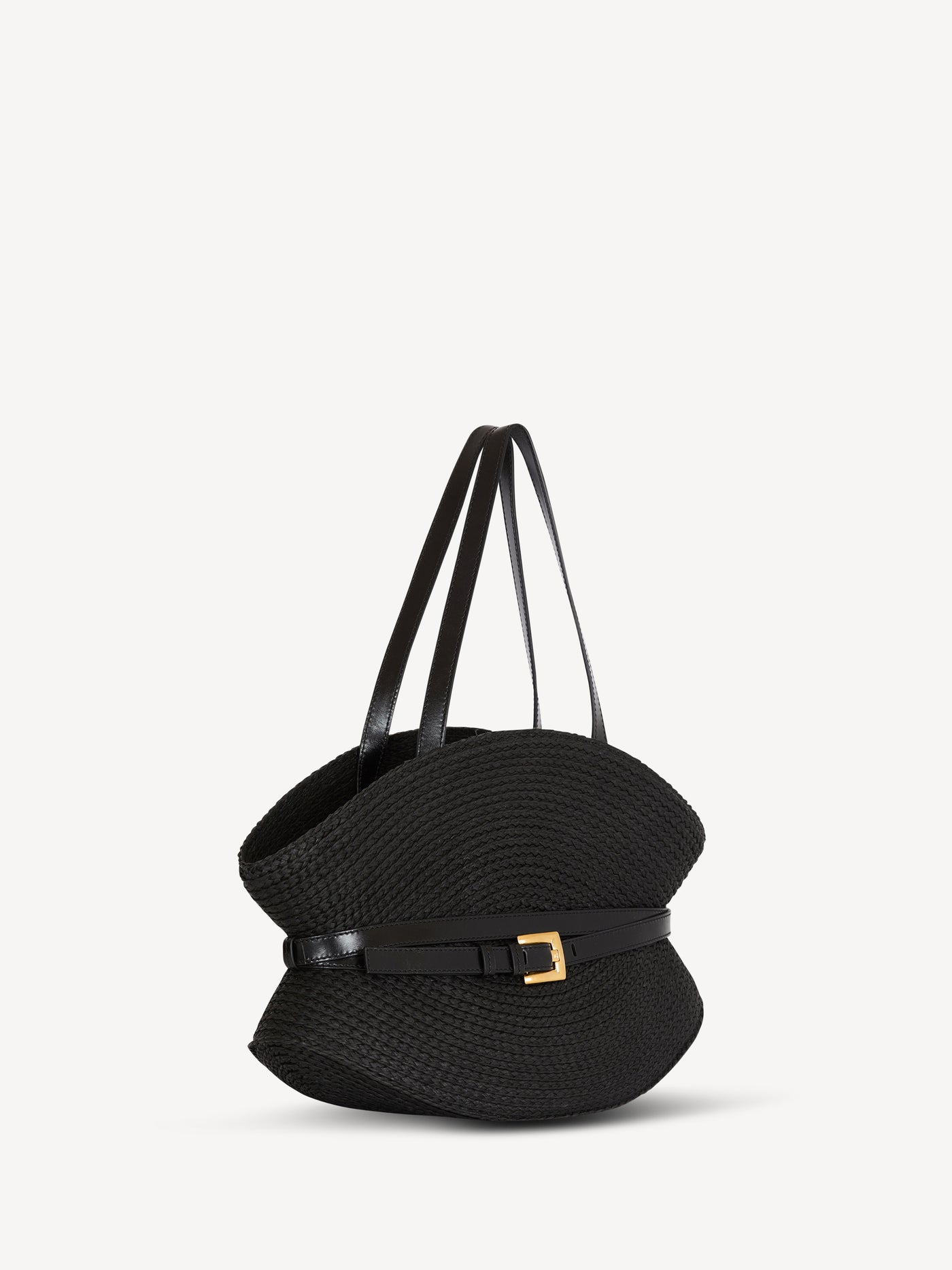 Shuffle Medium bag in calfskin leather and raffia