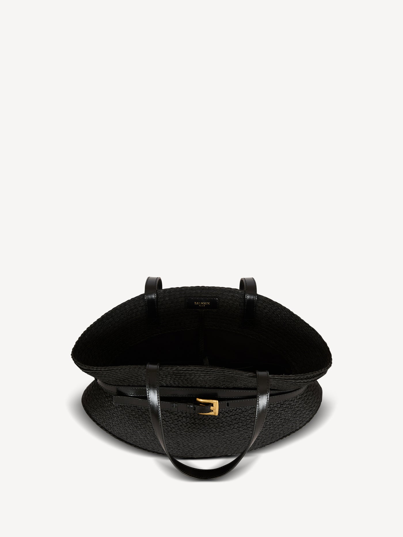 Shuffle Medium bag in calfskin leather and raffia