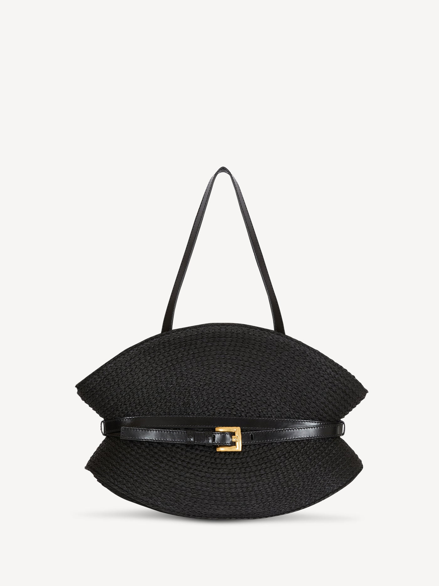 Shuffle Medium bag in calfskin leather and raffia
