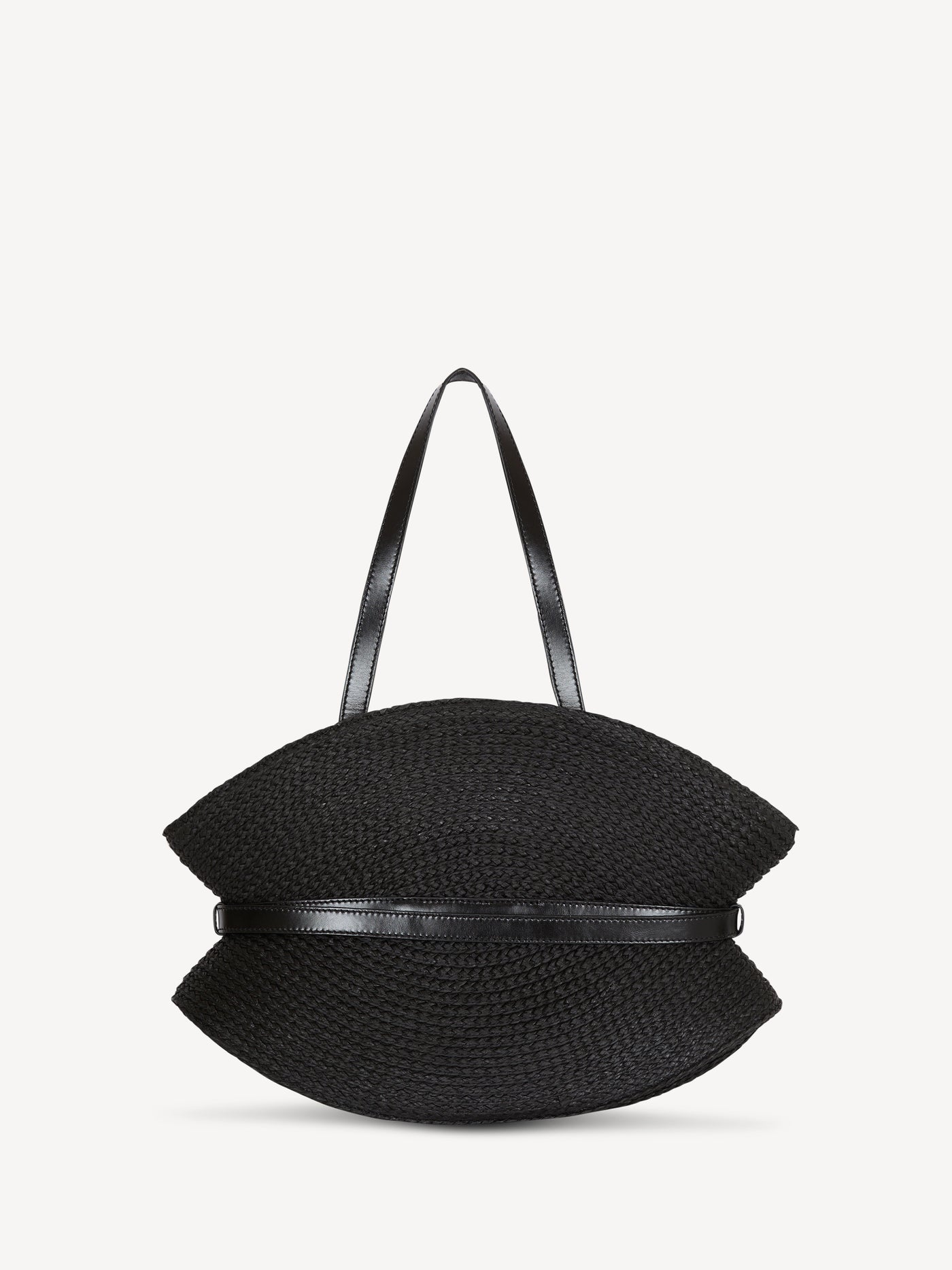 Shuffle Medium bag in calfskin leather and raffia