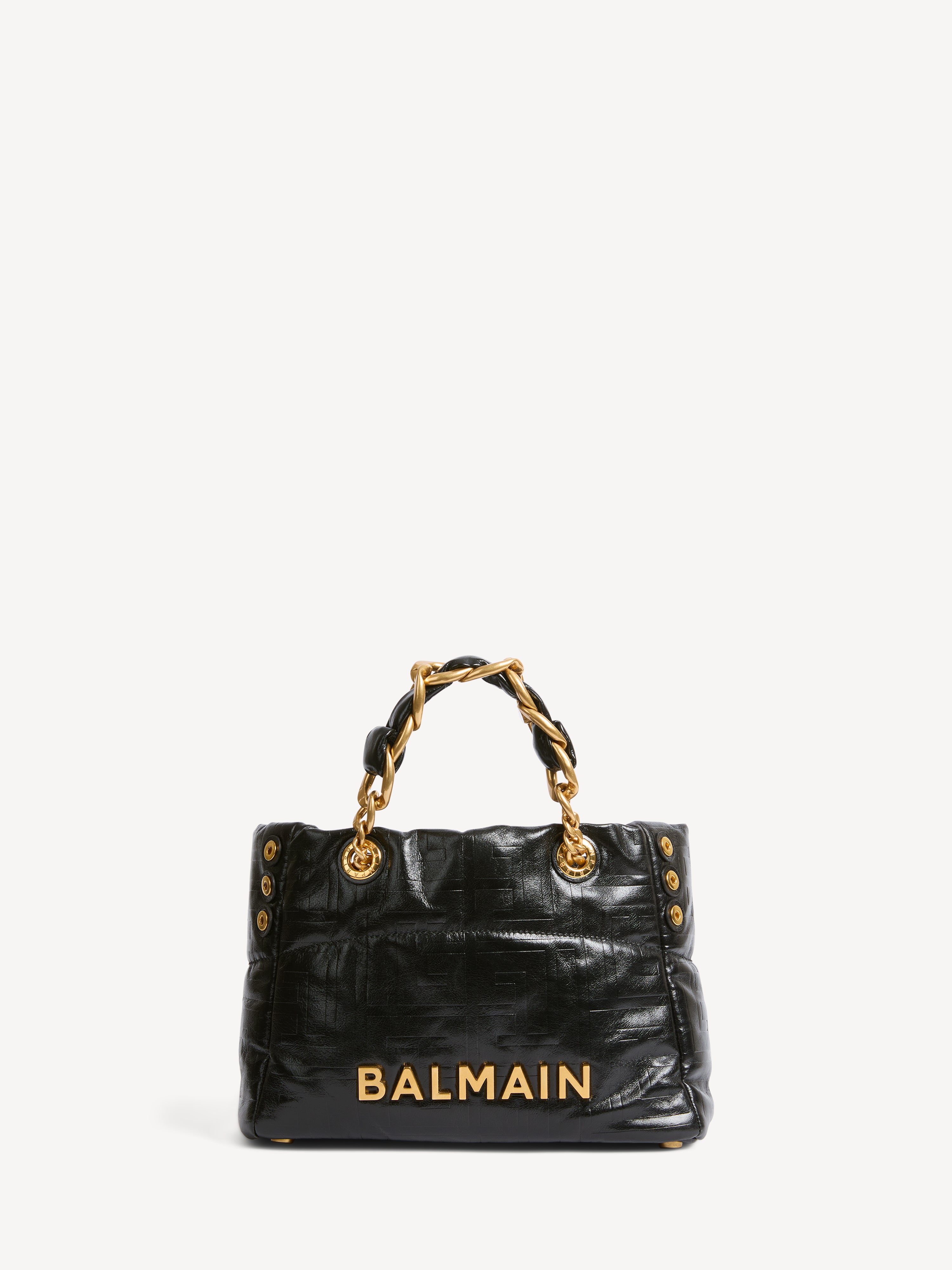 Small 1945 Soft tote bag in crackled calfskin Black - Women I Balmain