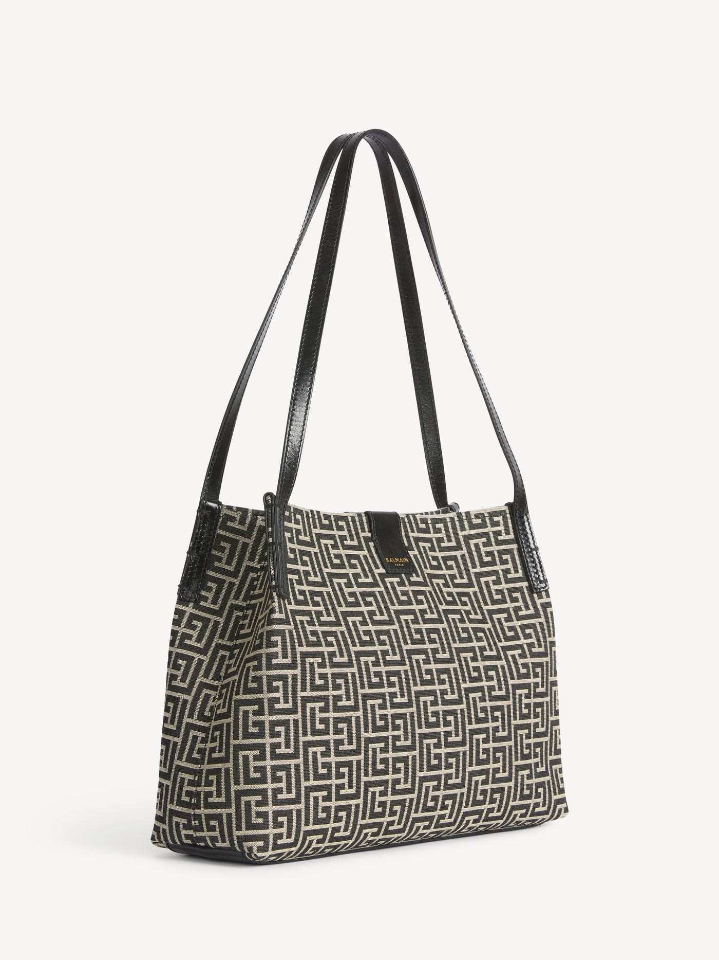 Medium Release Shopper bag in monogram jacquard and calfskin leather