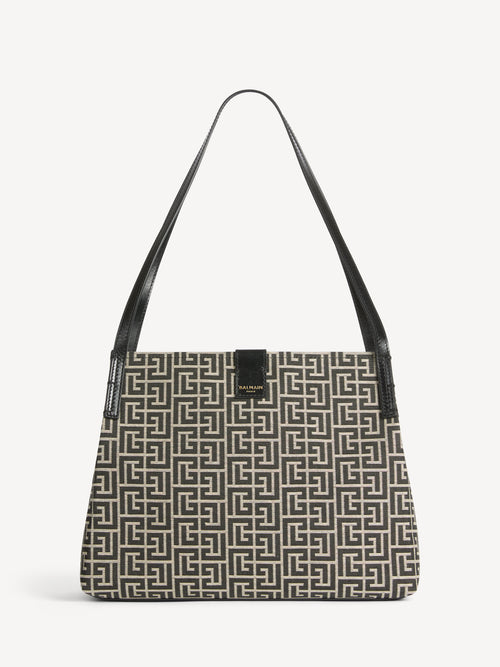 Medium Release Shopper bag in monogram jacquard and calfskin leather