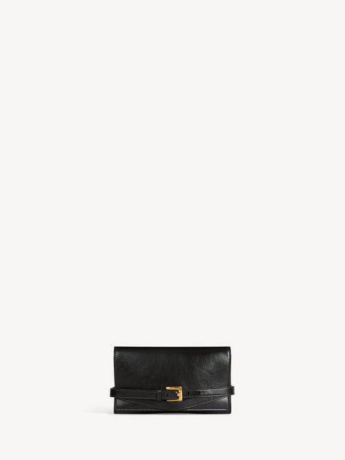 Shuffle calfskin wallet with chain